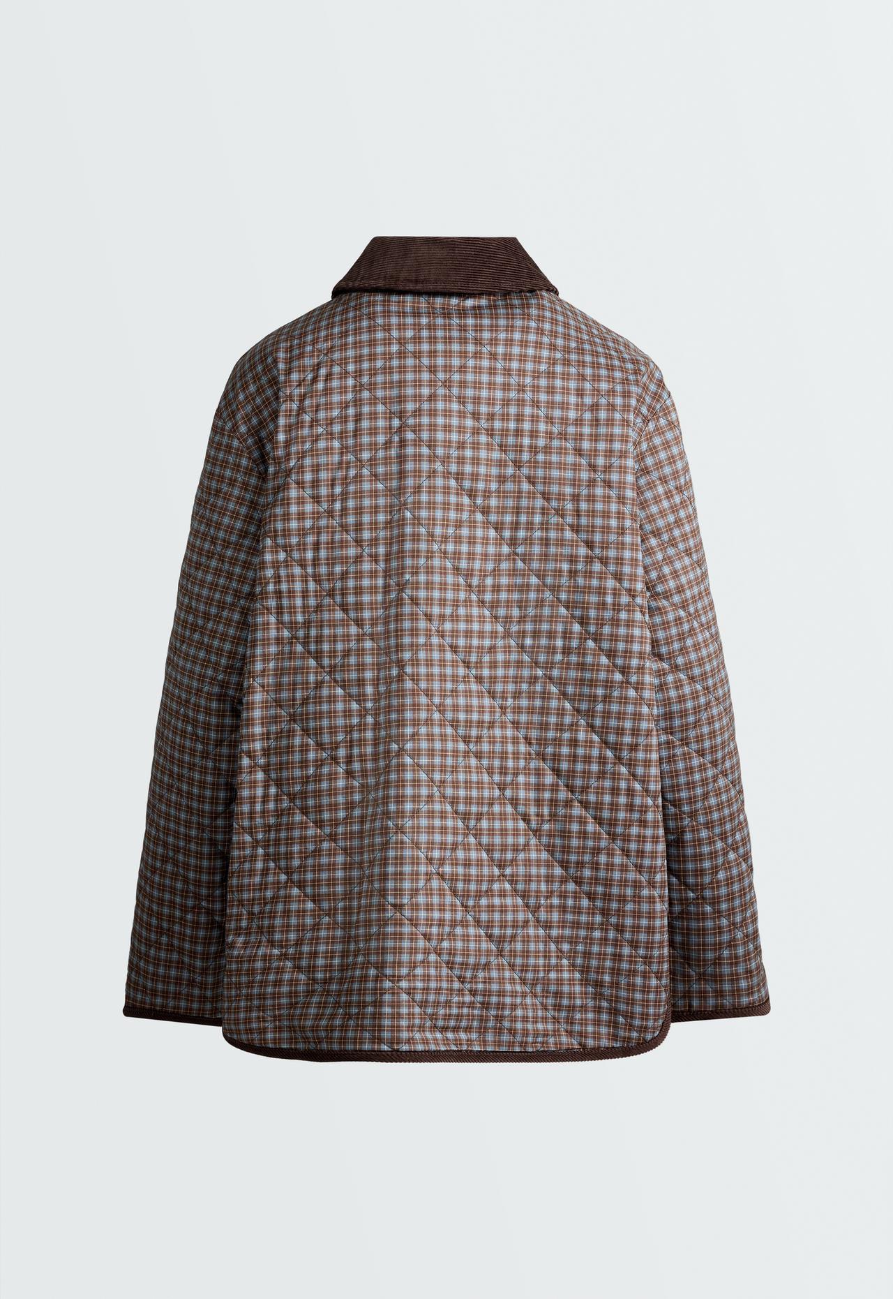 FELLEX® AEROGEL checked midi padded jacket — DARK INDIGO