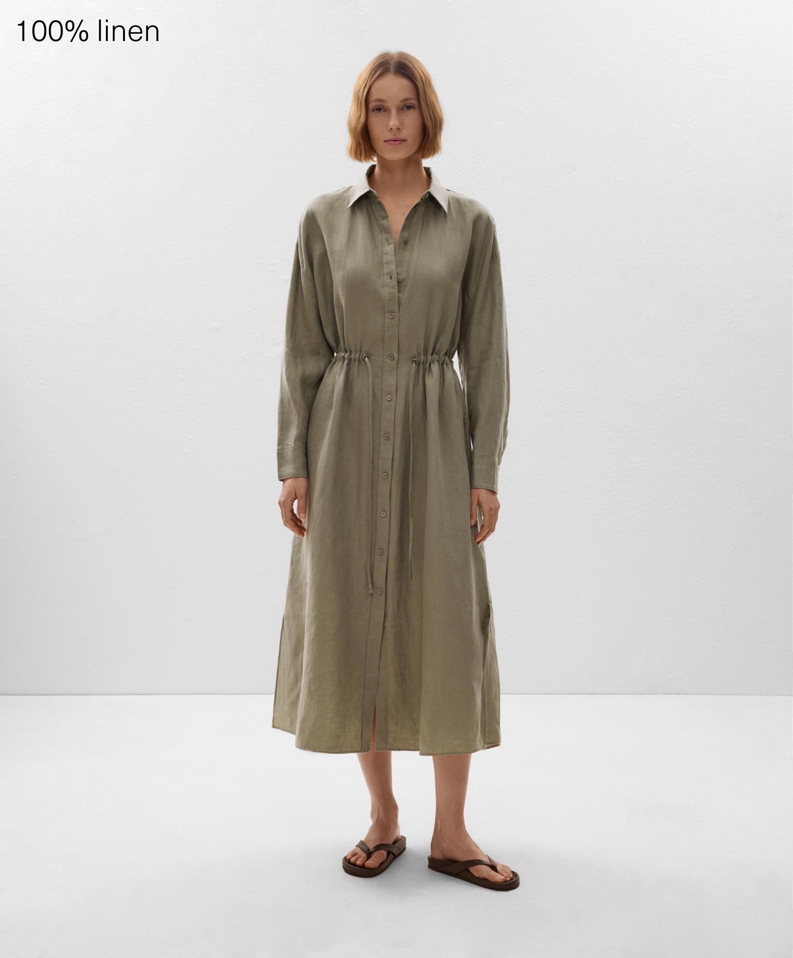 Long 100% linen shirt dress