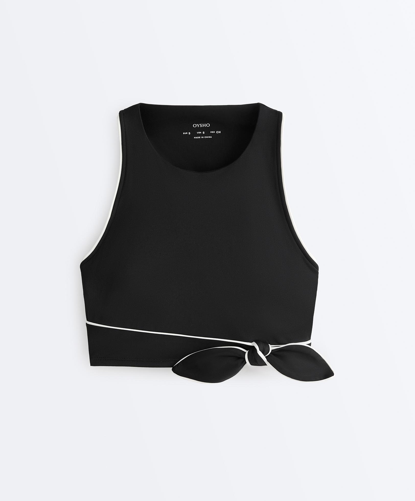 Comfortlux sleeveless tie tank top — BLACK