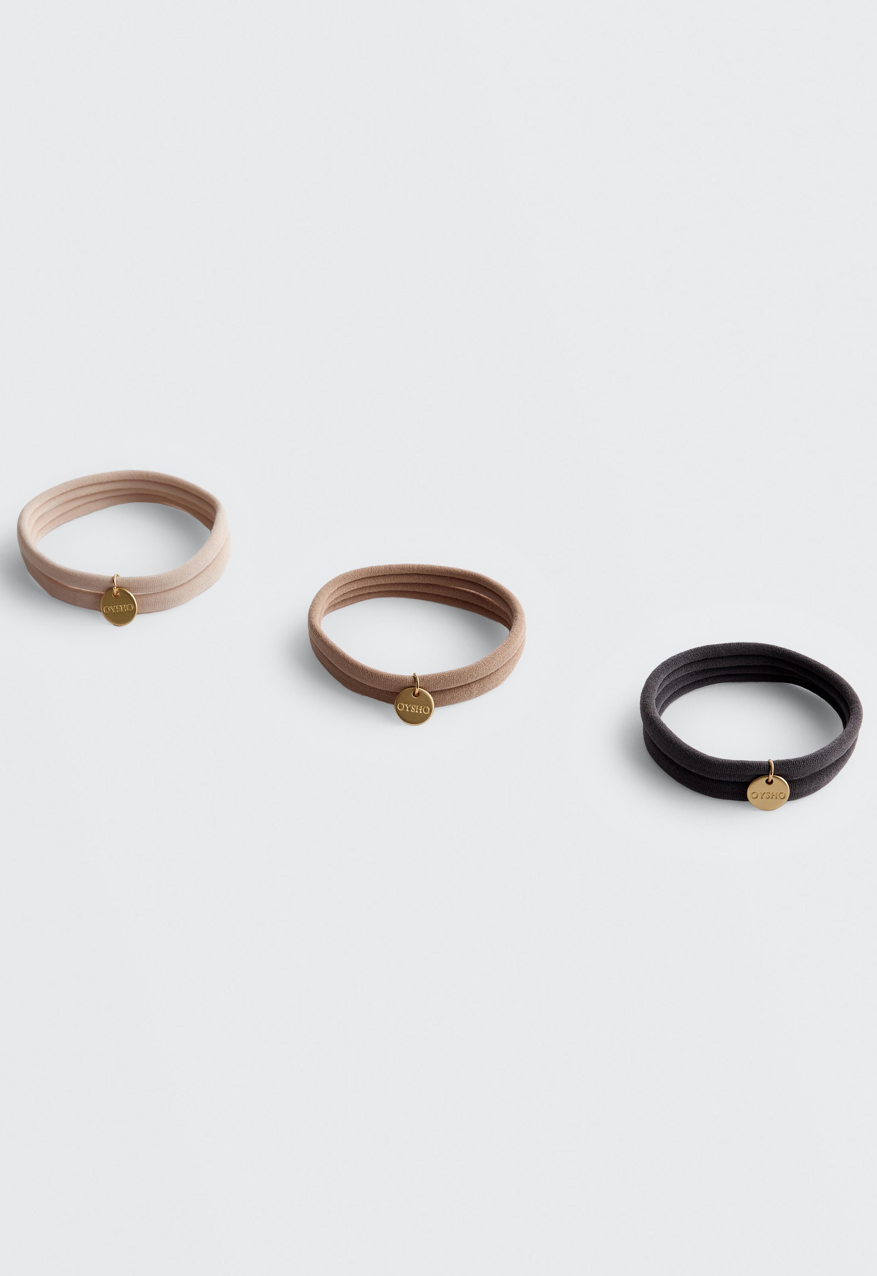 6 Oysho plaque hair ties — BLUE-GREY