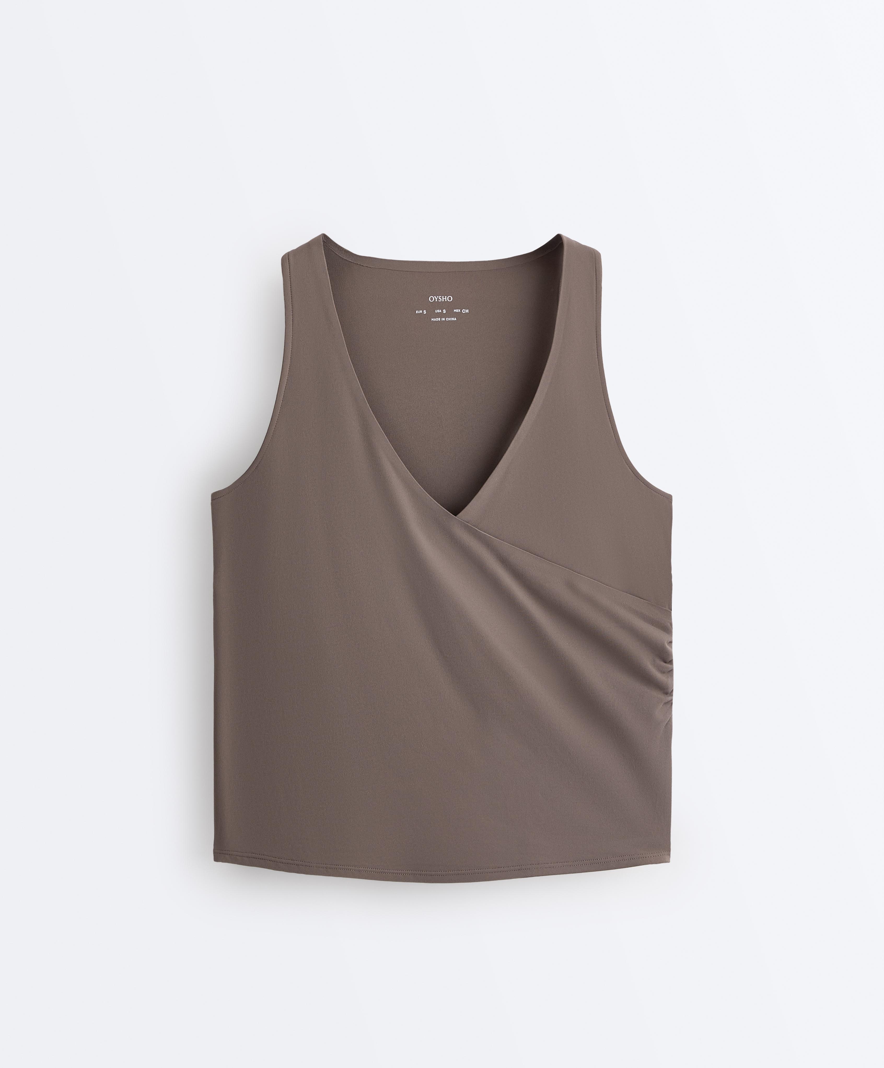 Cross-over sleeveless Comfortlux T-shirt — TAUPE-GREY