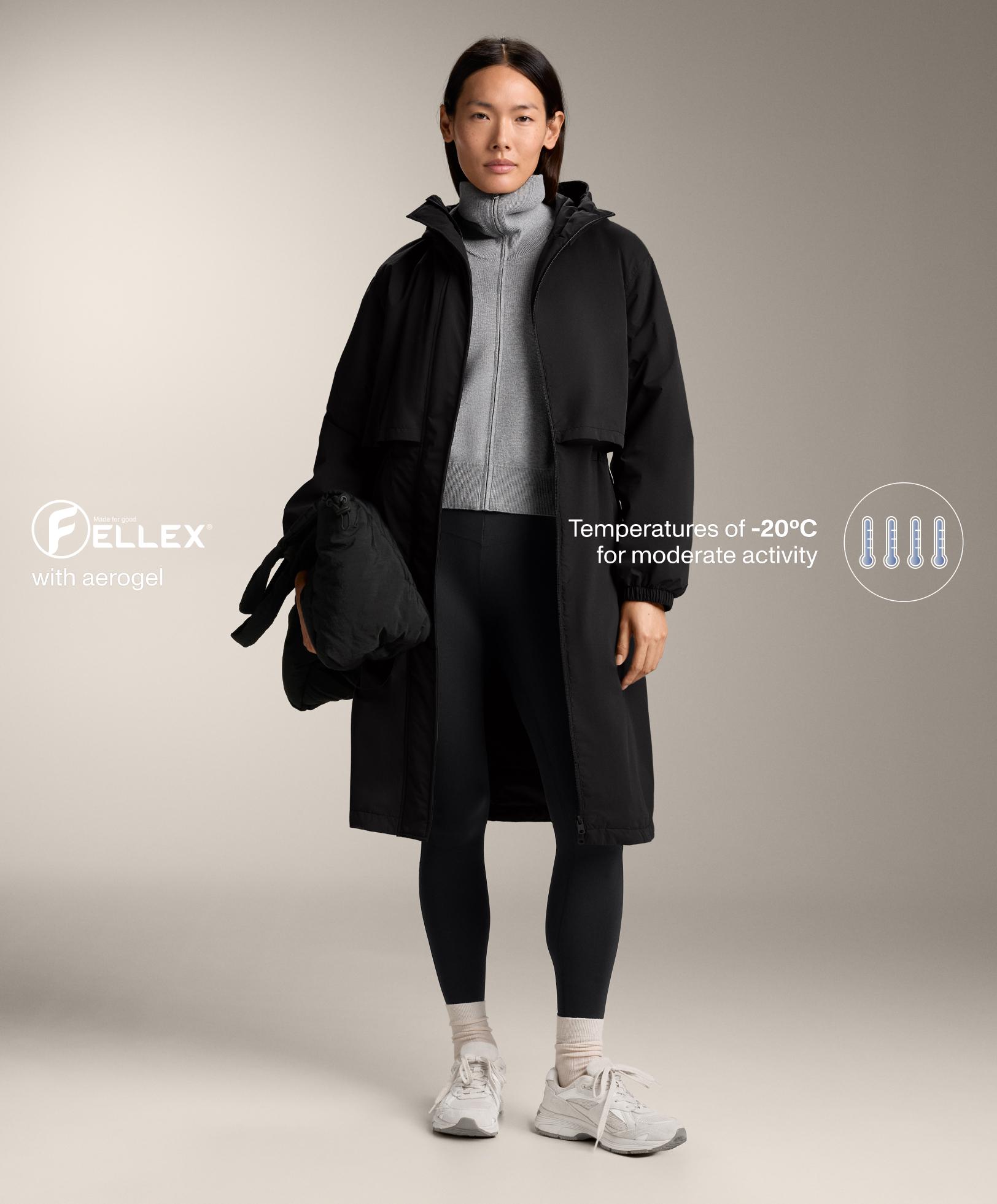 FELLEX® AEROGEL 10K waterproof long padded jacket — BLACK