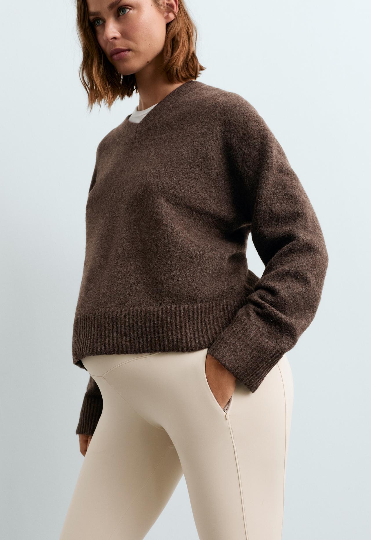 65cm Warm maternity leggings with zips — ECRU