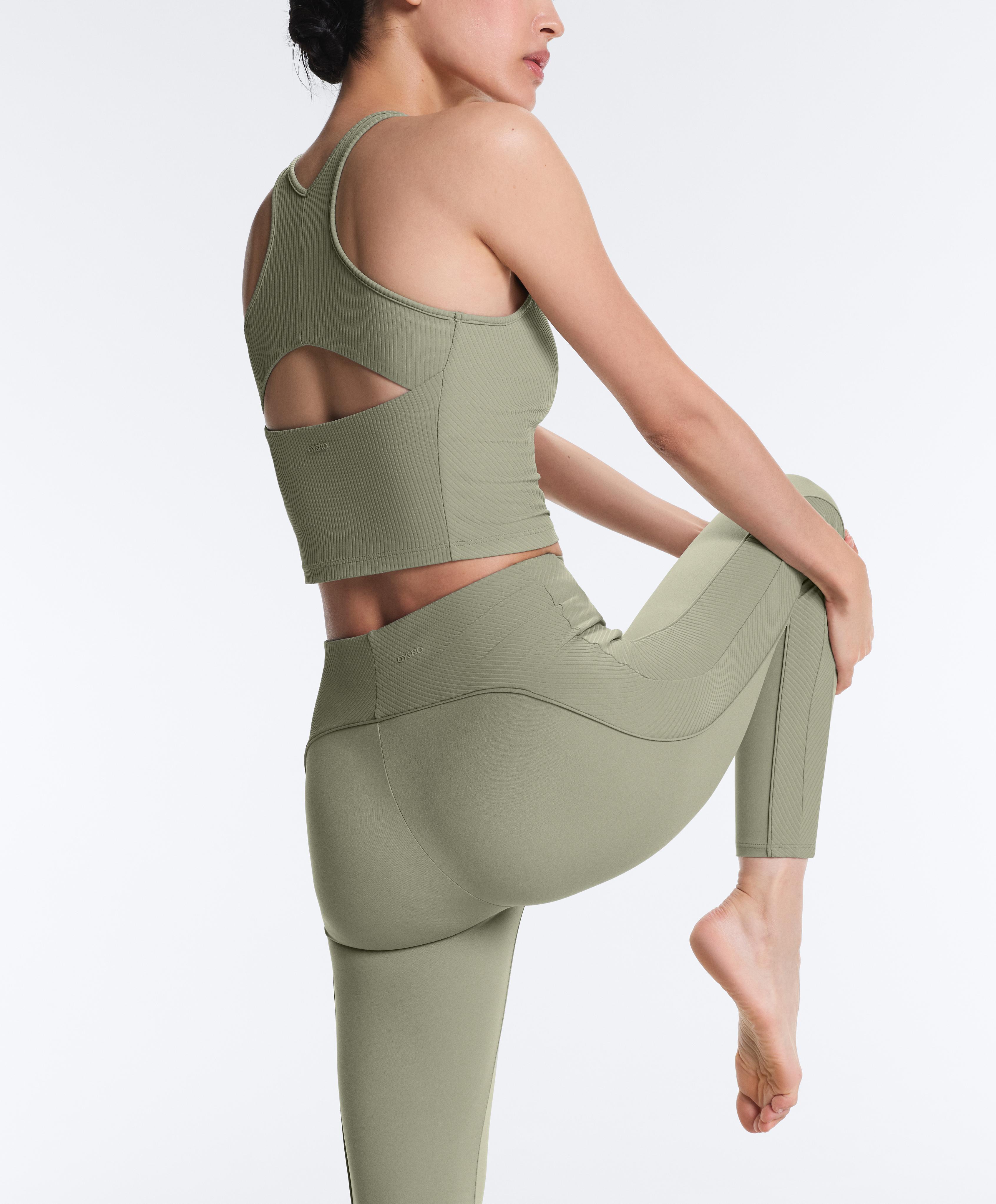 Comfortlux high-rise rib ankle-length leggings — PALE GREEN