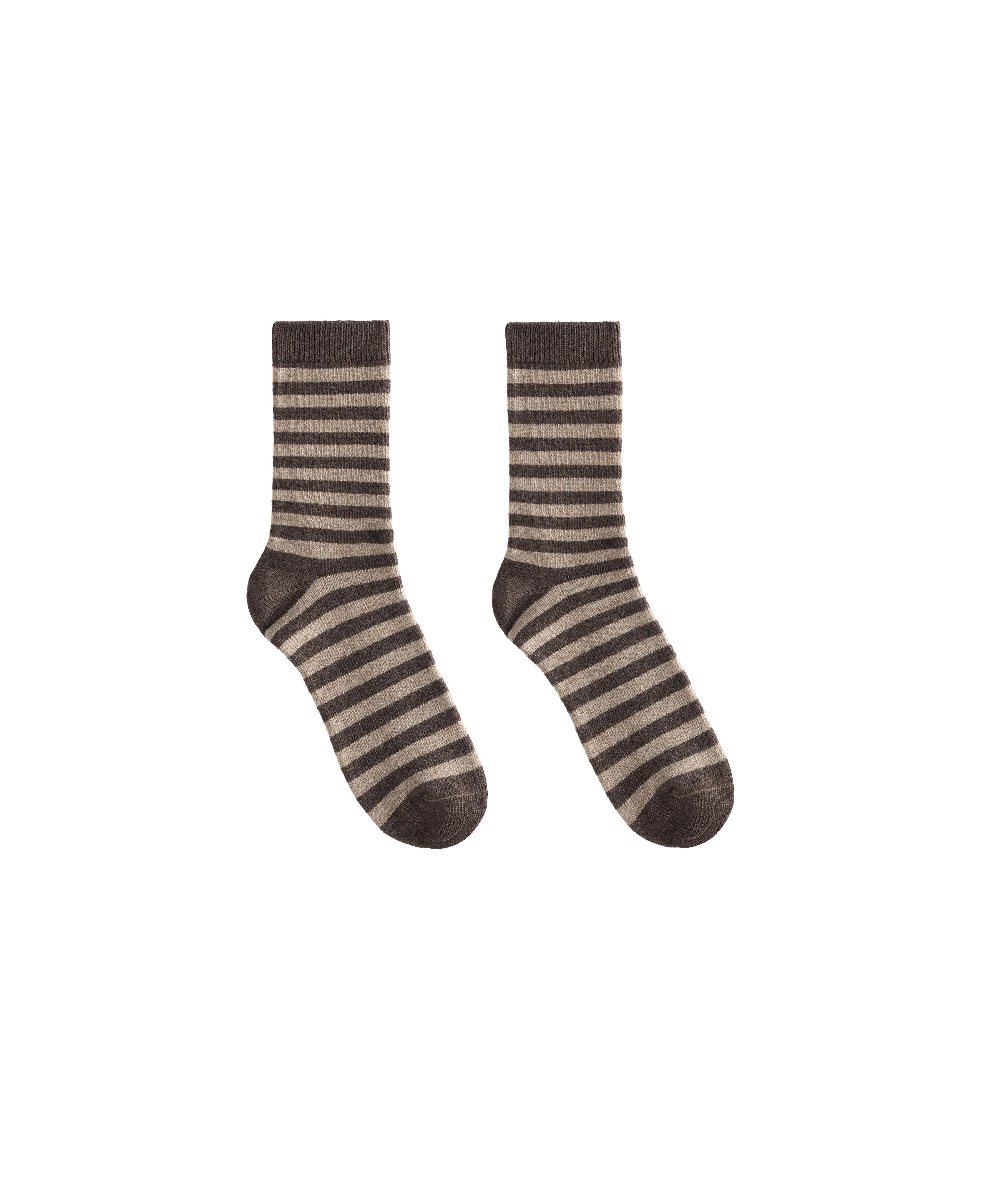 Classic socks in 19% cashmere 12% wool — DARK BROWN