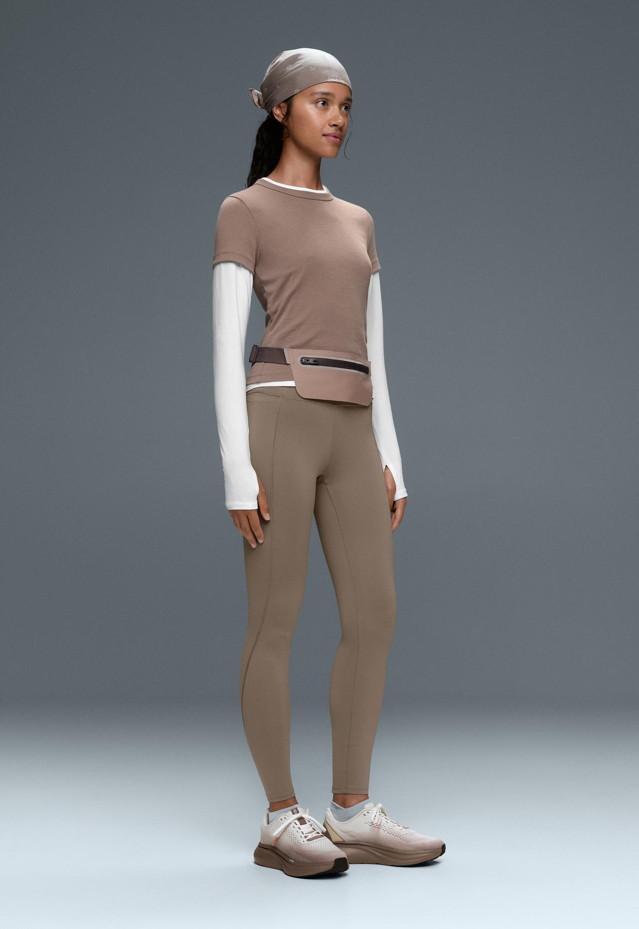 Ankle-length High rise Rapid Dry leggings with pockets — DARK MINK