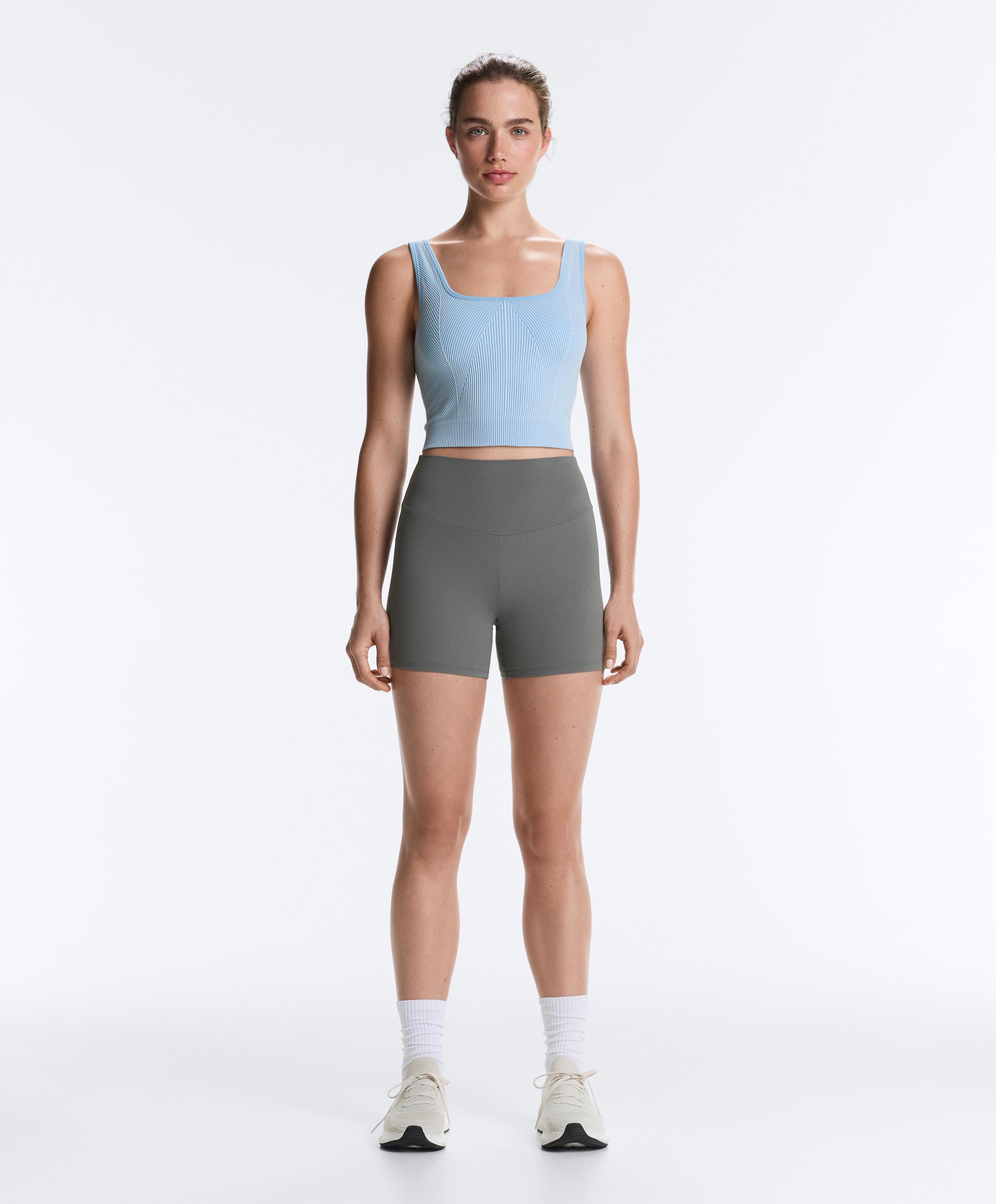Seamless square neck tank top — PALE BLUE