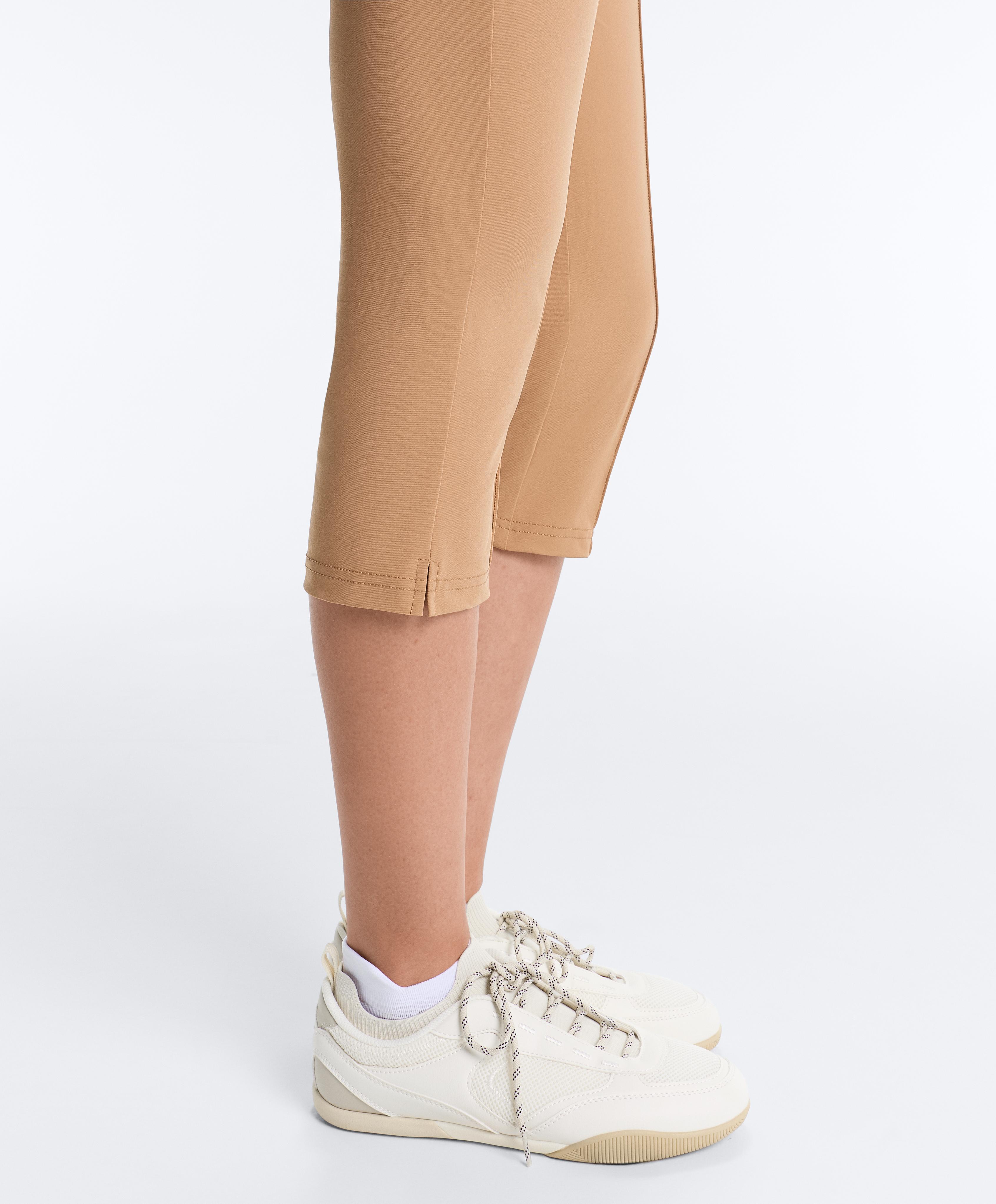 Technical skinny capri trousers with seam detail — SAND