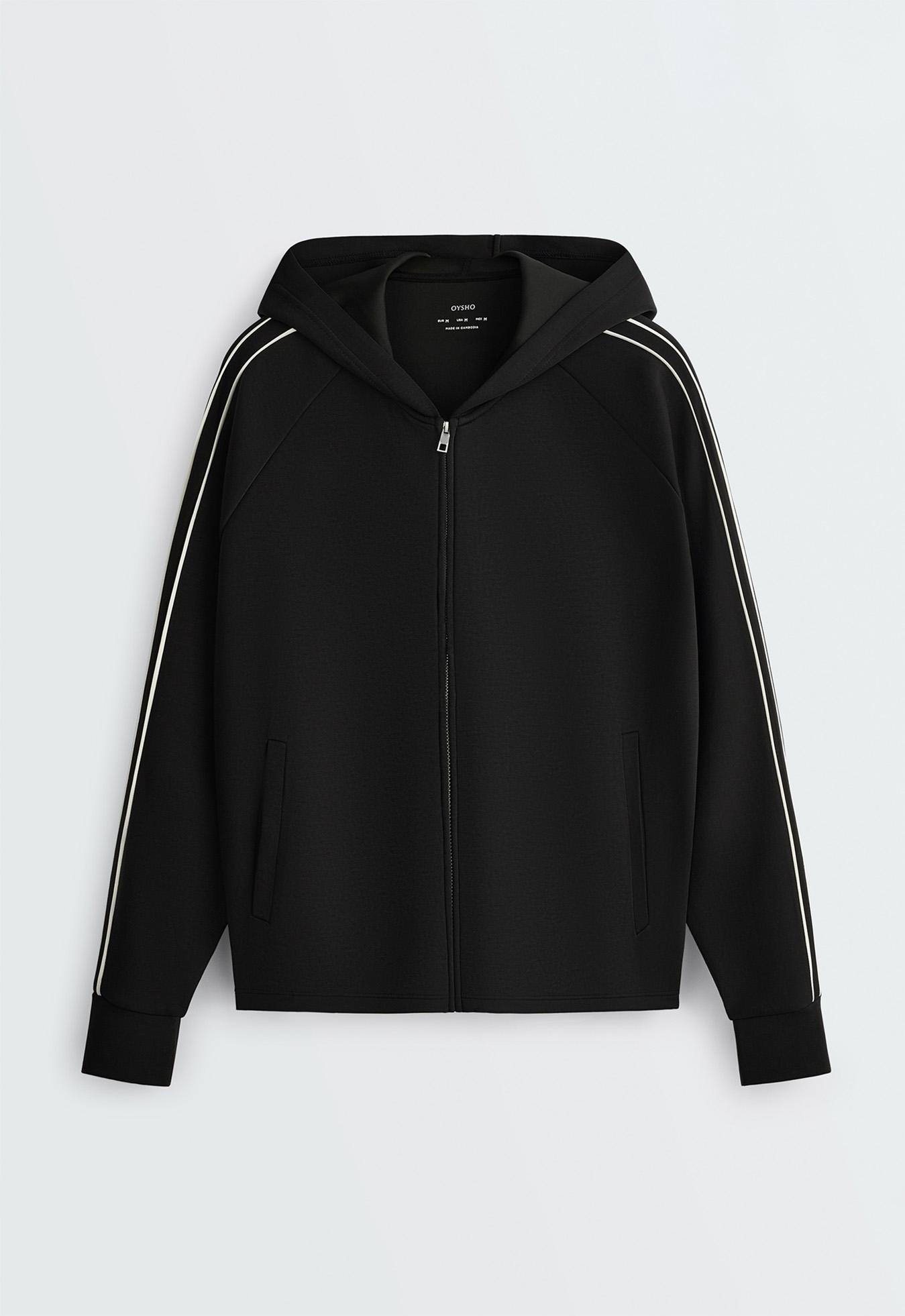 Hooded jacket with modal — BLACK