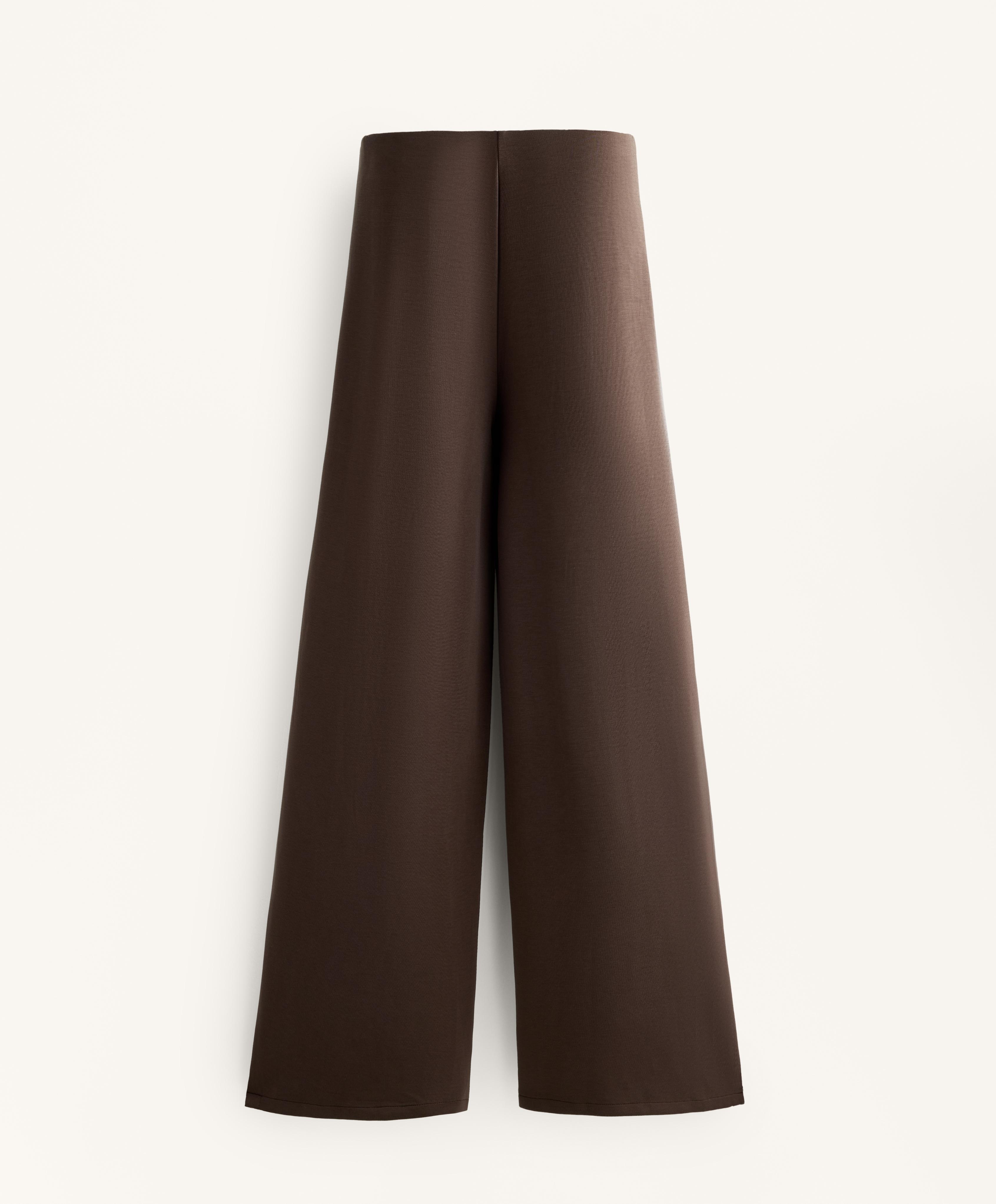 Pantalon wide leg à pli latéral en modal Soft Touch.