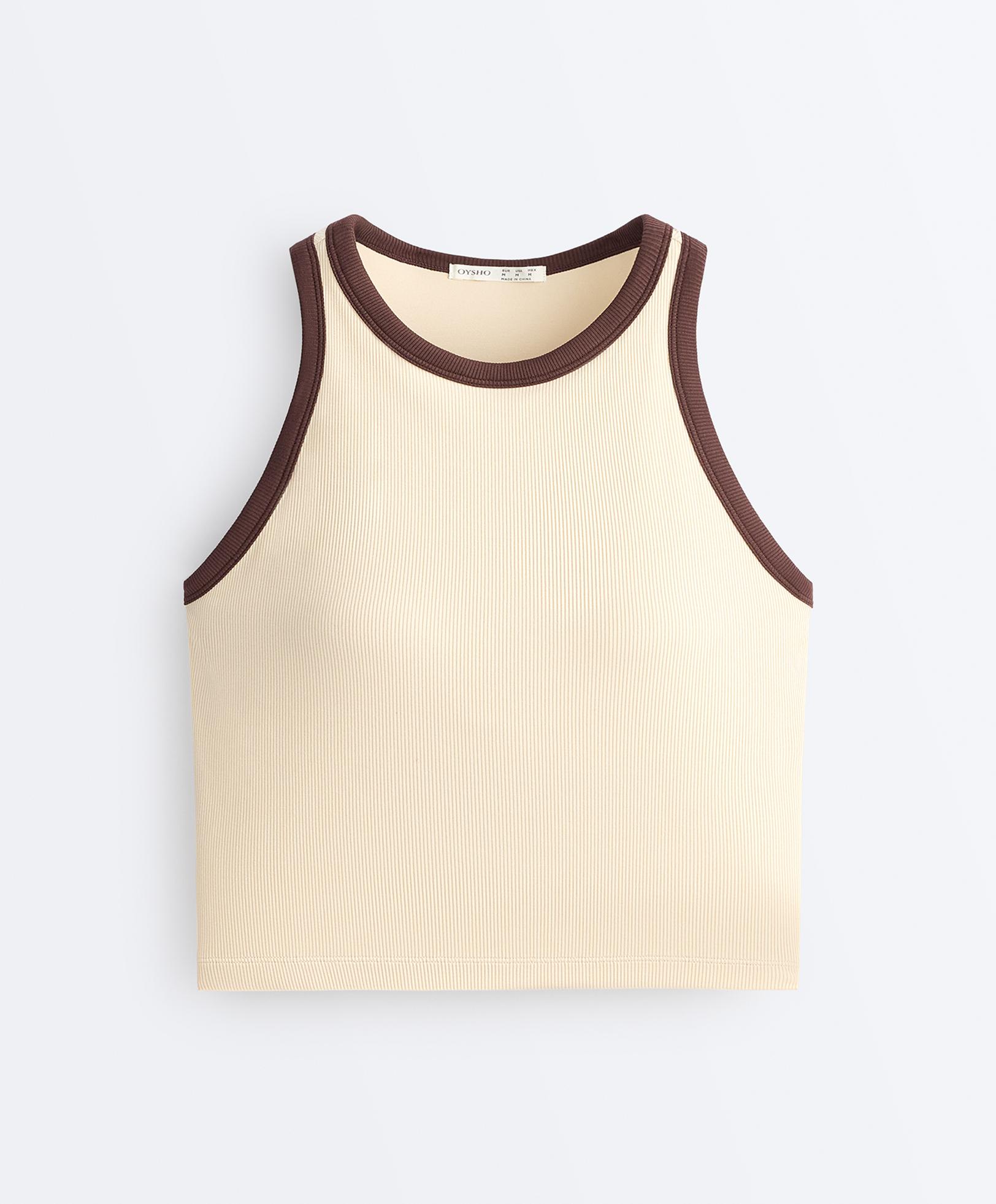 Rib modal blend long tank top — VANILLA