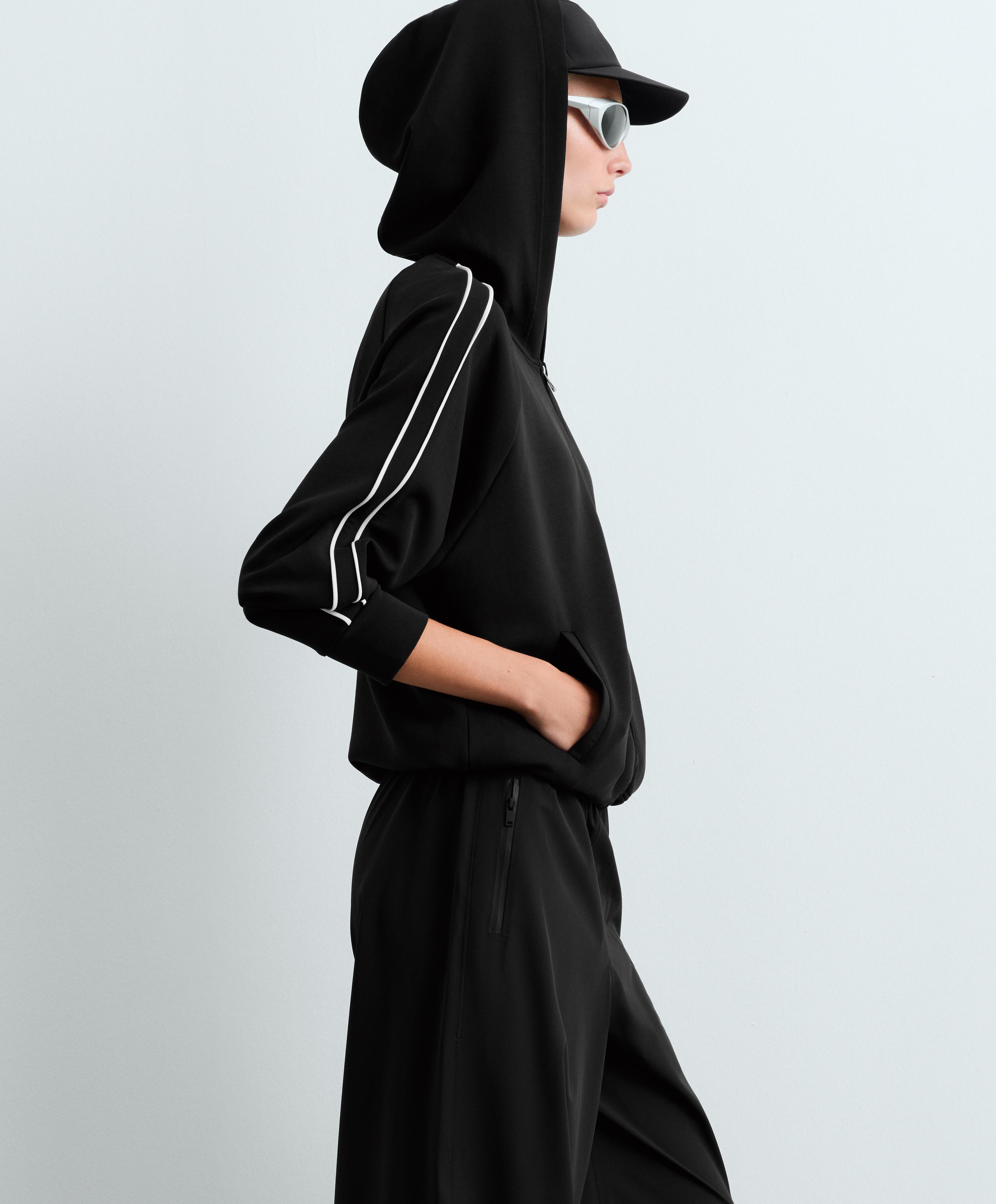 Hooded jacket with modal — BLACK