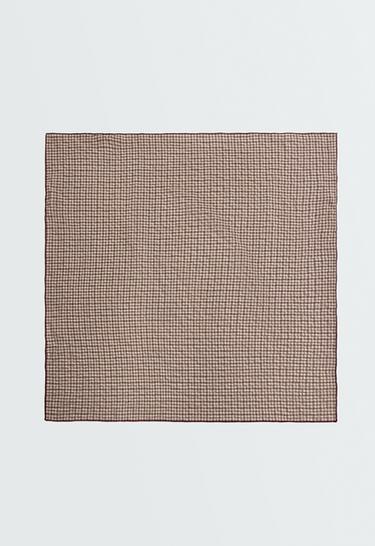 94% cotton check scarf — TAN 1