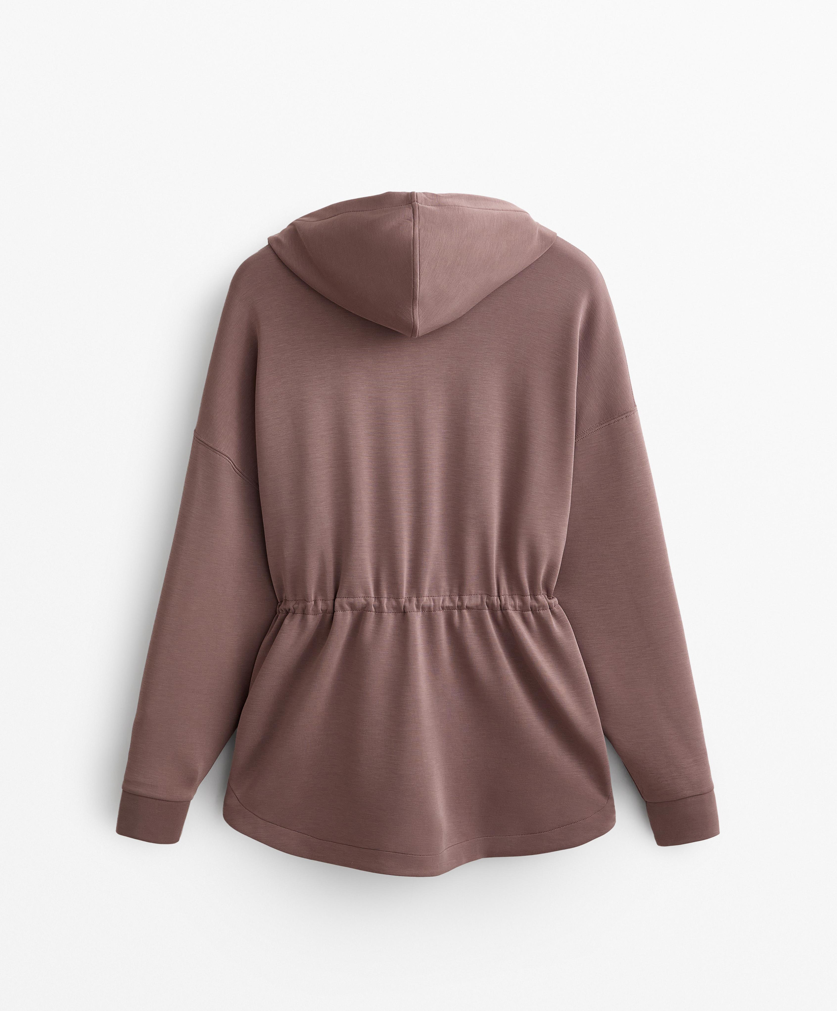 Long Soft Touch hooded jacket with modal