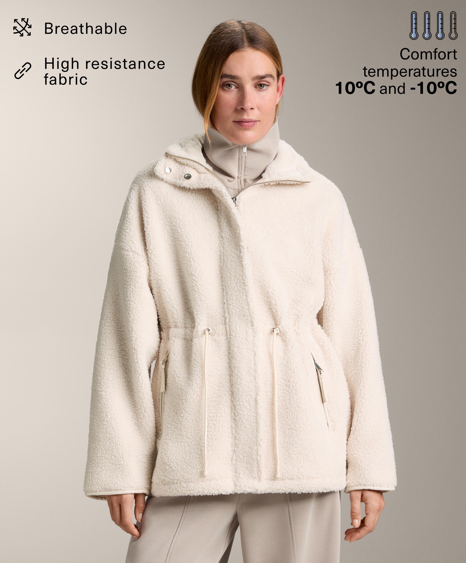 Adjustable waist faux-shearling jacket