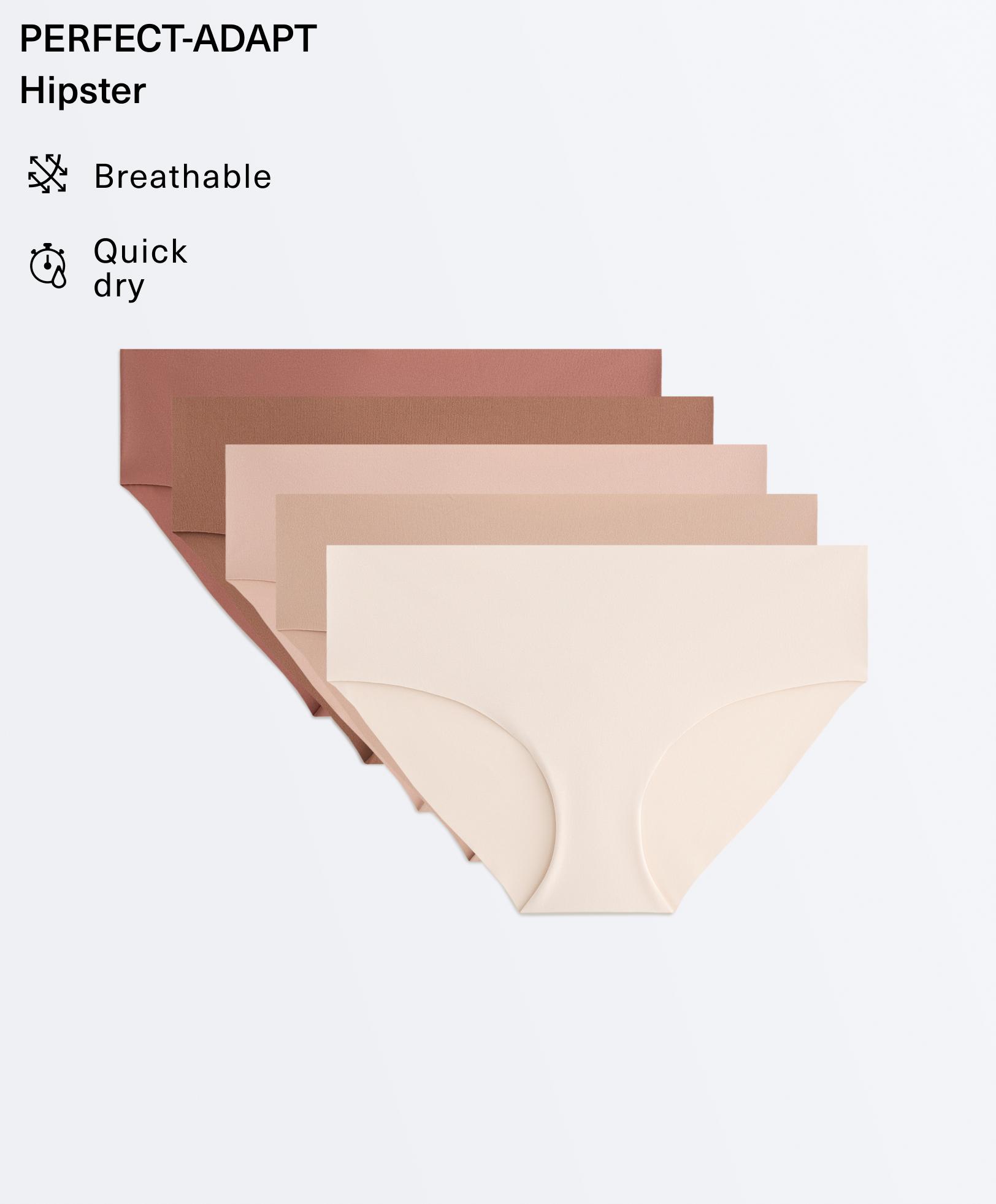 5 invisible polyamide blend hipster briefs — BEIGE