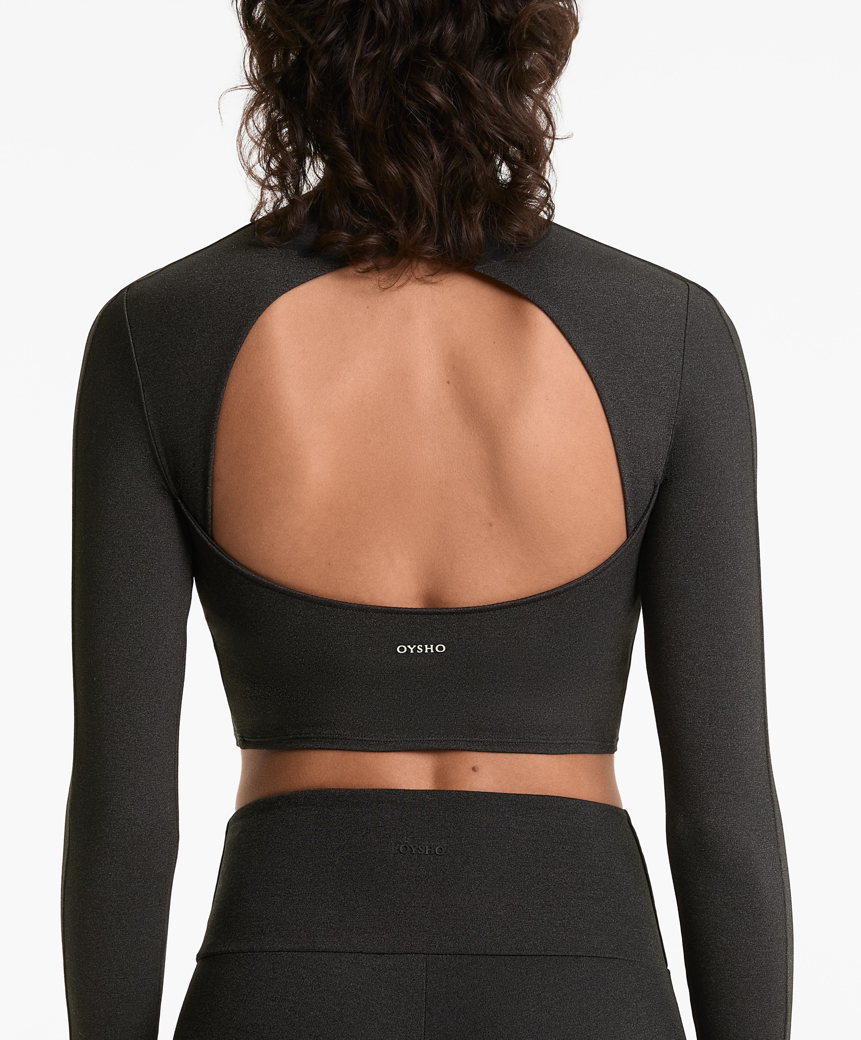 Comfortlux high-neck long-sleeved crop T-shirt - Sale