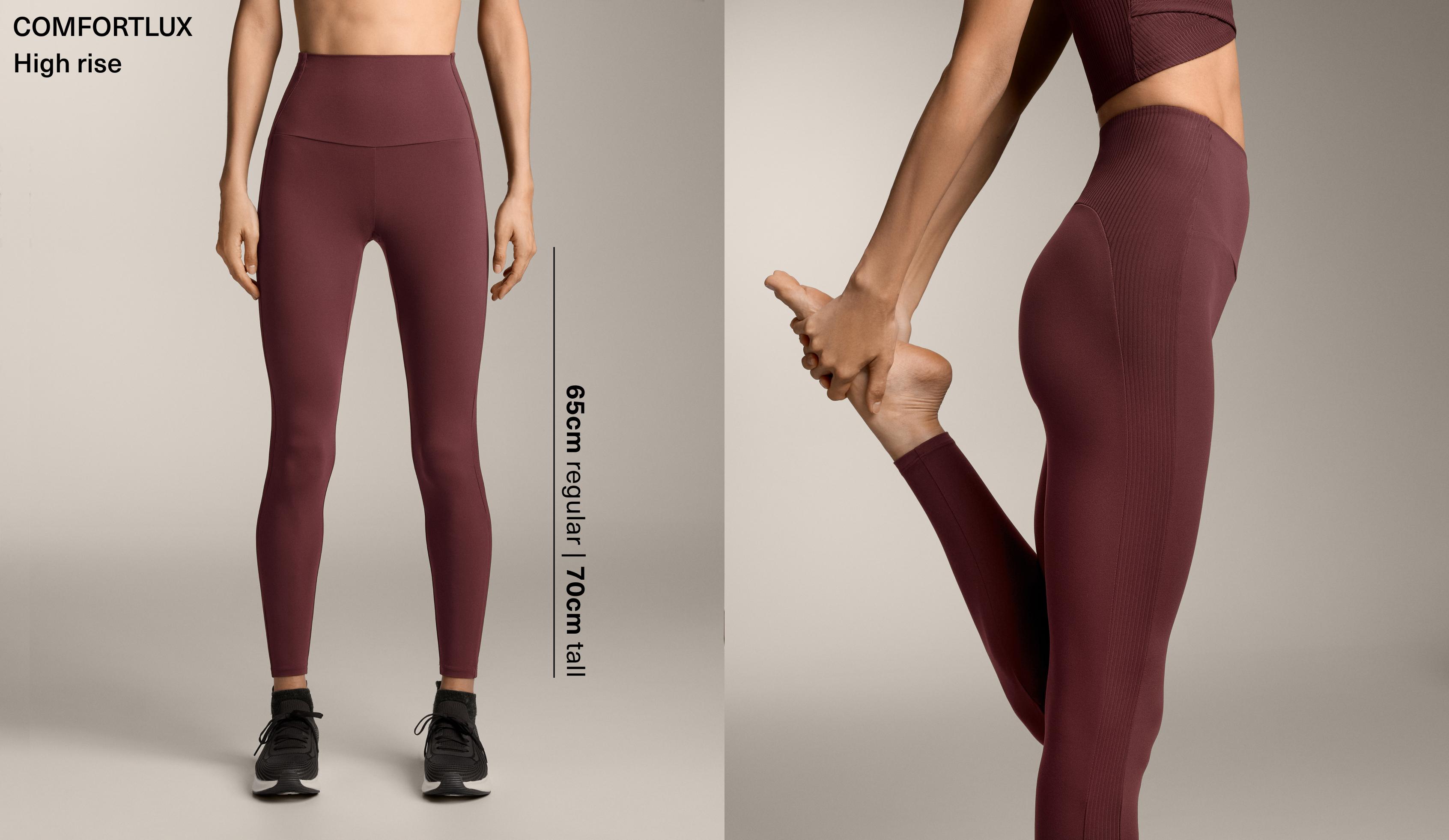 Comfortlux high-rise ankle-length rib leggings — MAROON