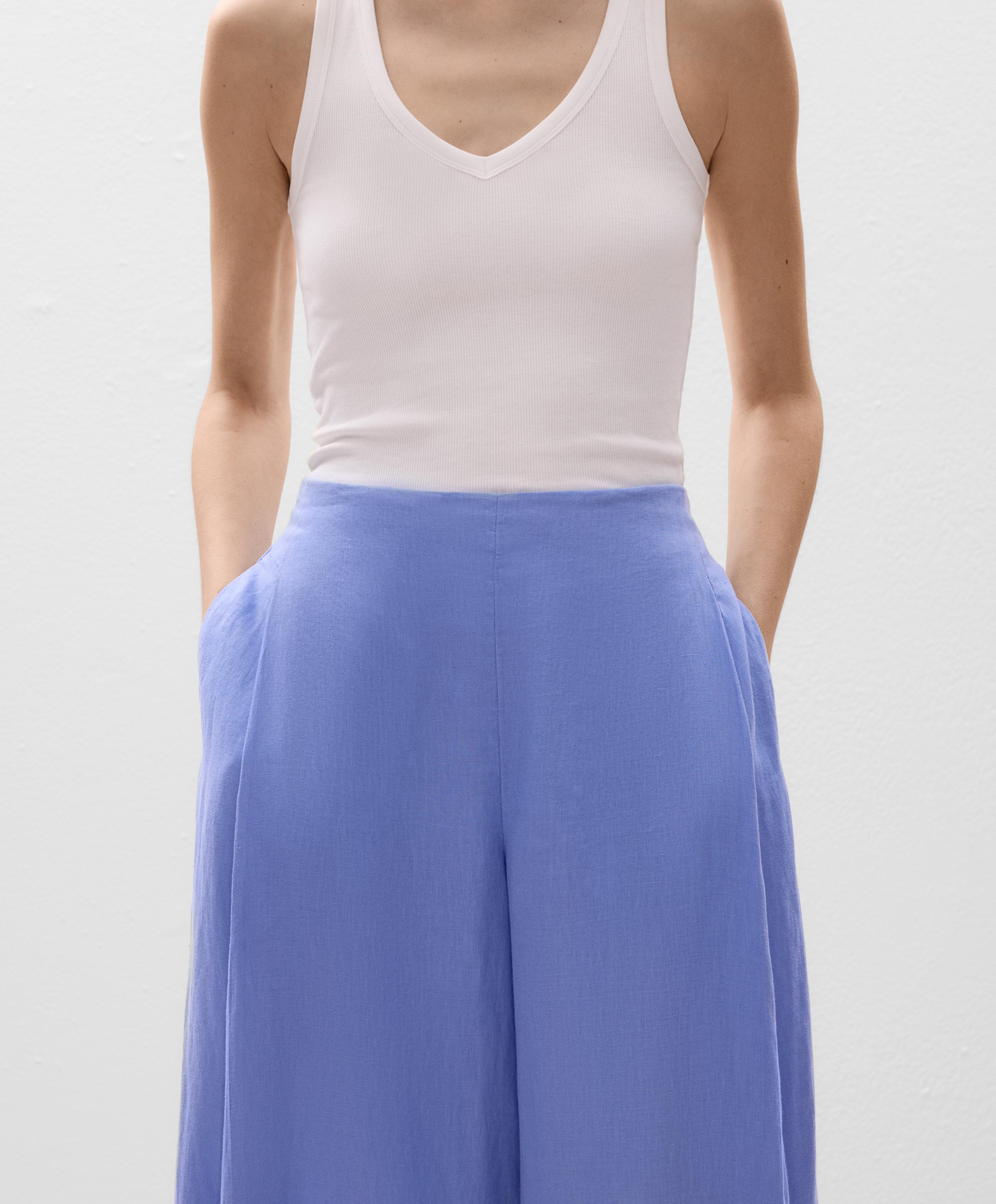 Pantalon large fendu 100 % lin Pantalon large fendu 100 % lin