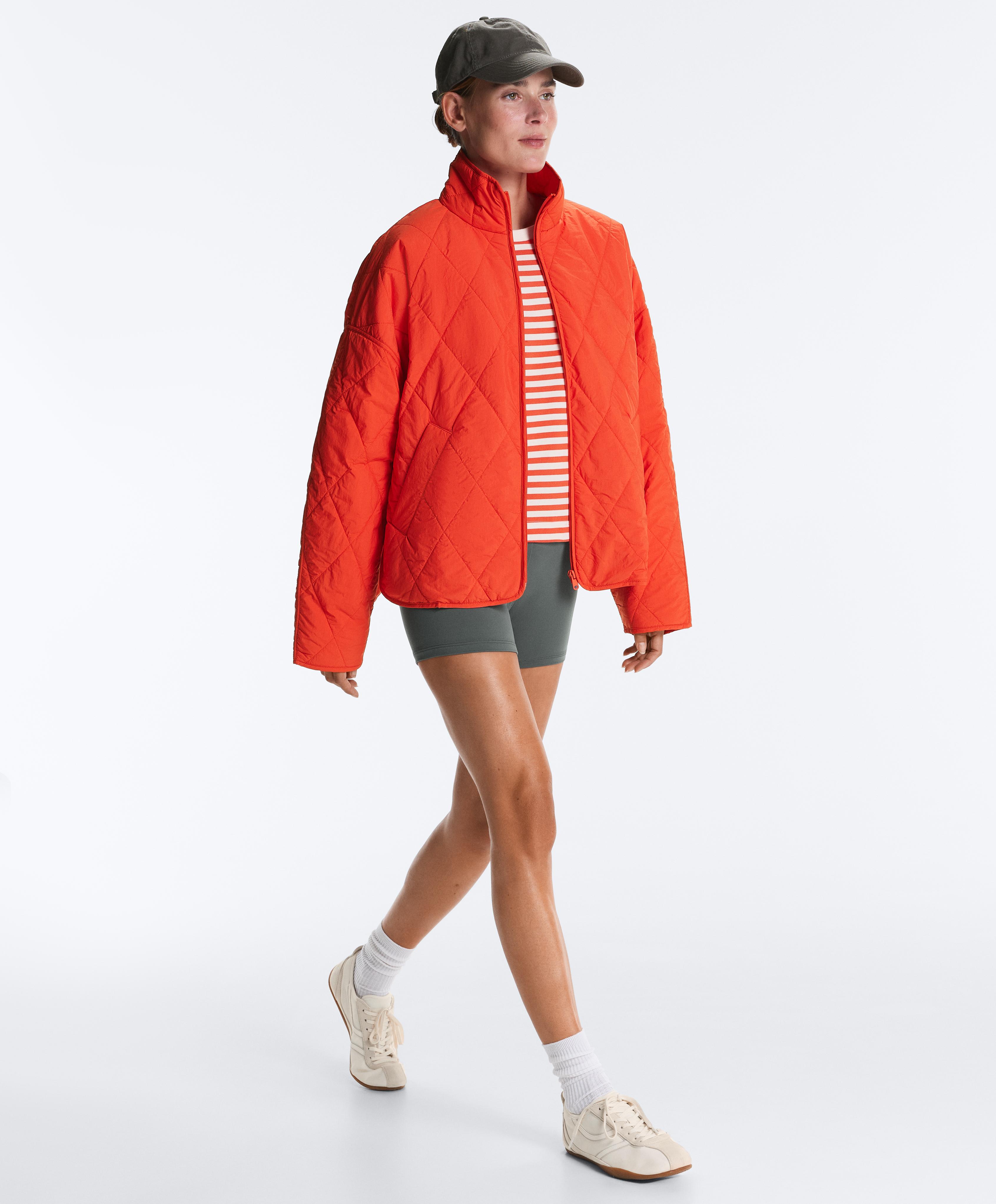 Boxy long-sleeved stripe 100% cotton T-shirt — BRIGHT ORANGE