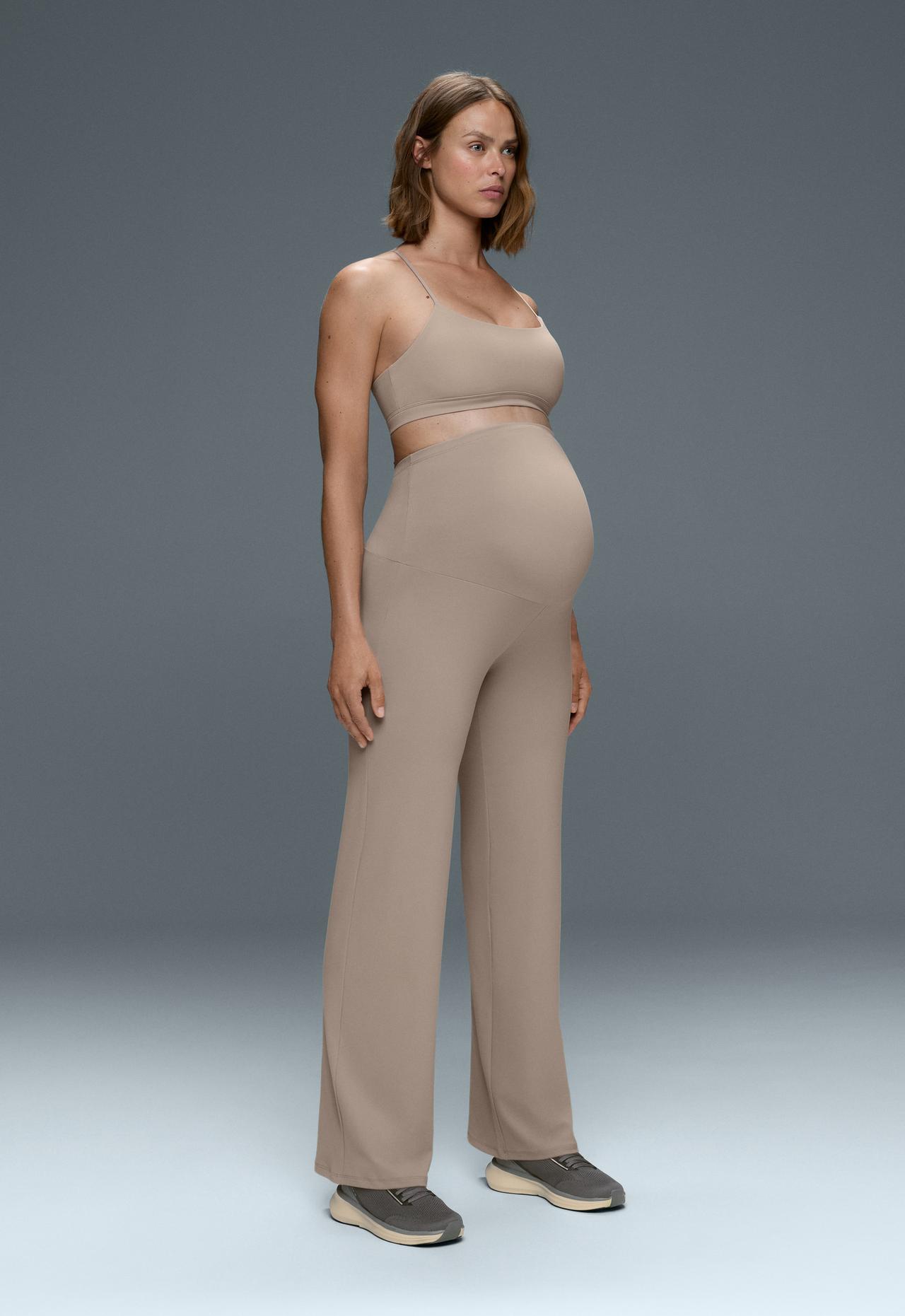 Comfortlux maternity straight-leg trousers — LIGHT STONE