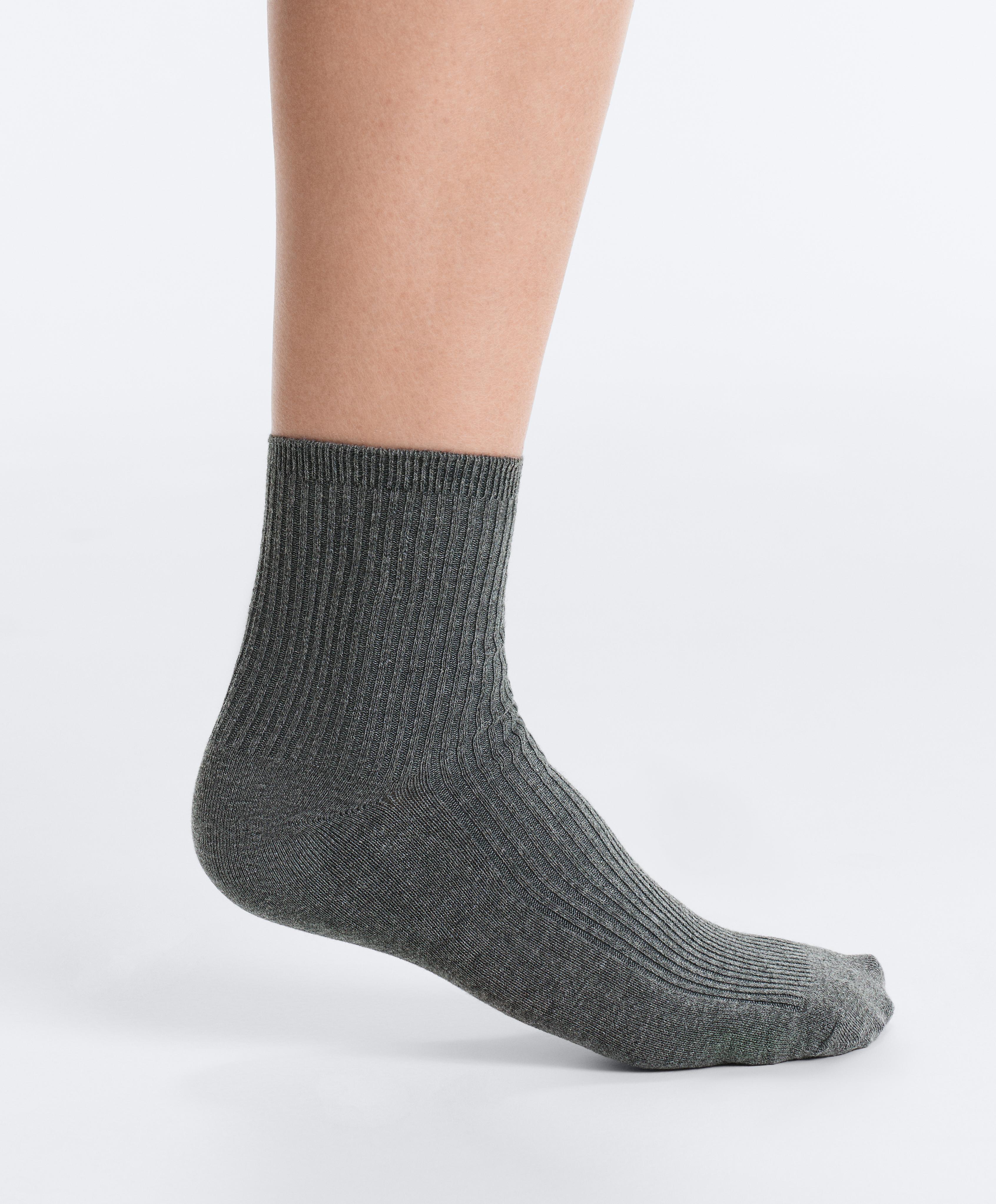 5 pairs of quarter socks with cotton — DARK GREY