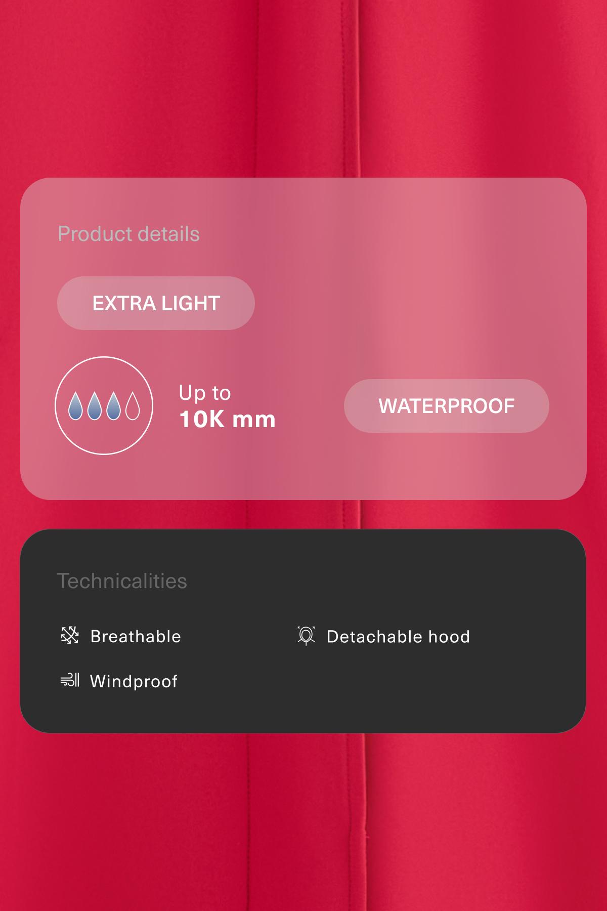 Midi extra lightweight 10k waterproof jacket — RED