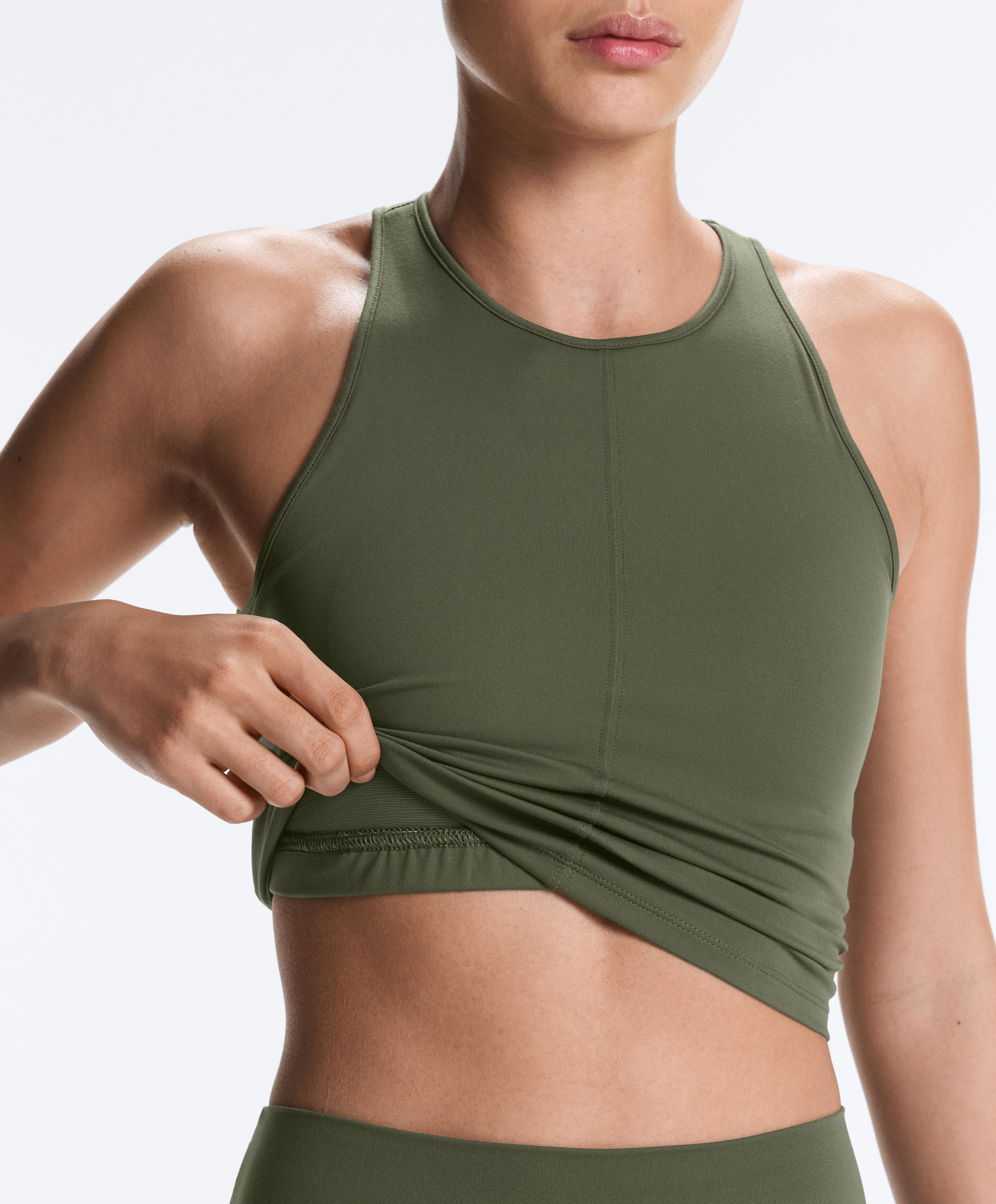 Comfortlux open back halter tank top — DARK GREEN