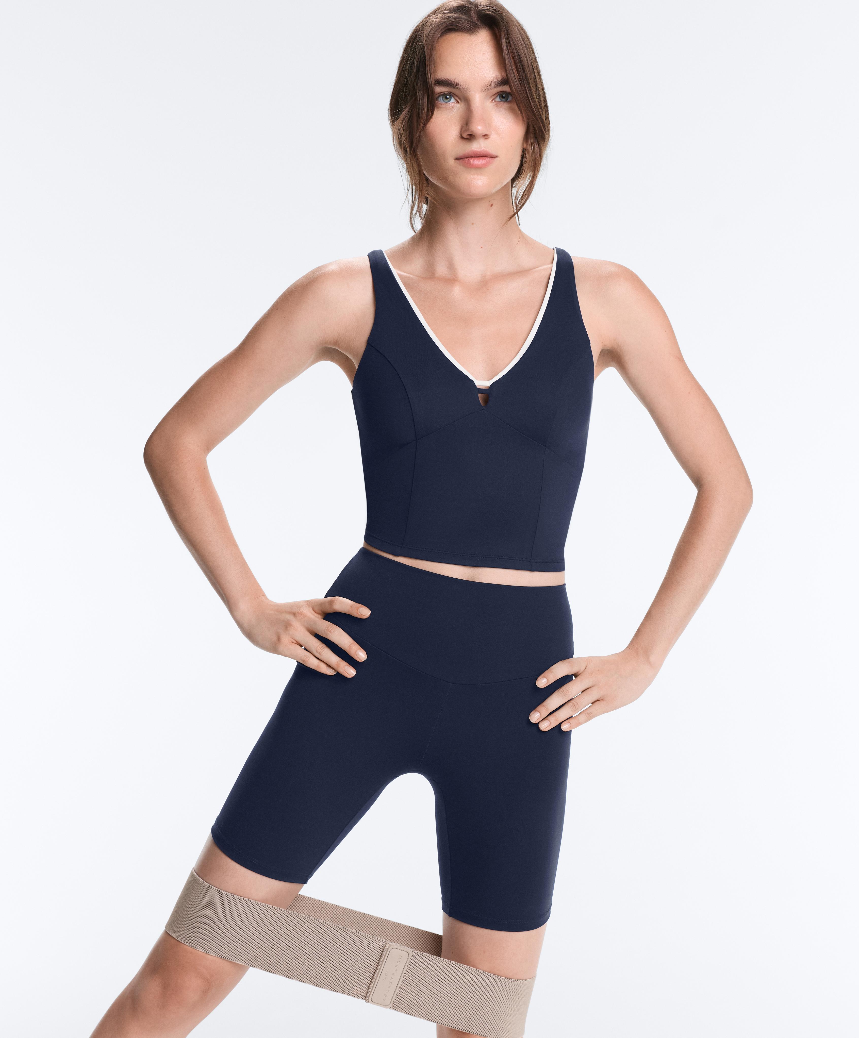 Comfortlux V-neck strappy tank top — NAVY BLUE