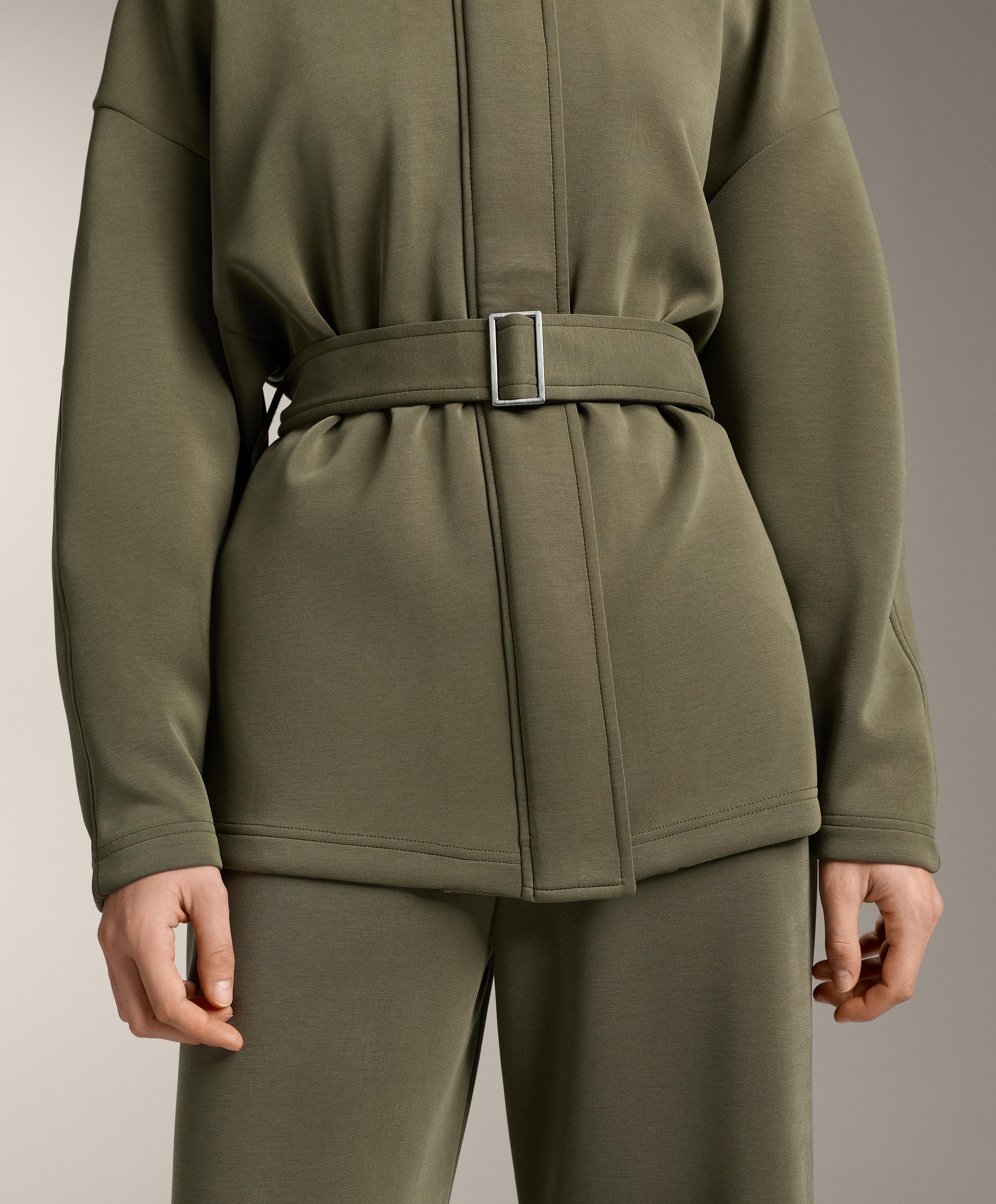 Modal brushed kemerli uzun ceket - Görsel 6