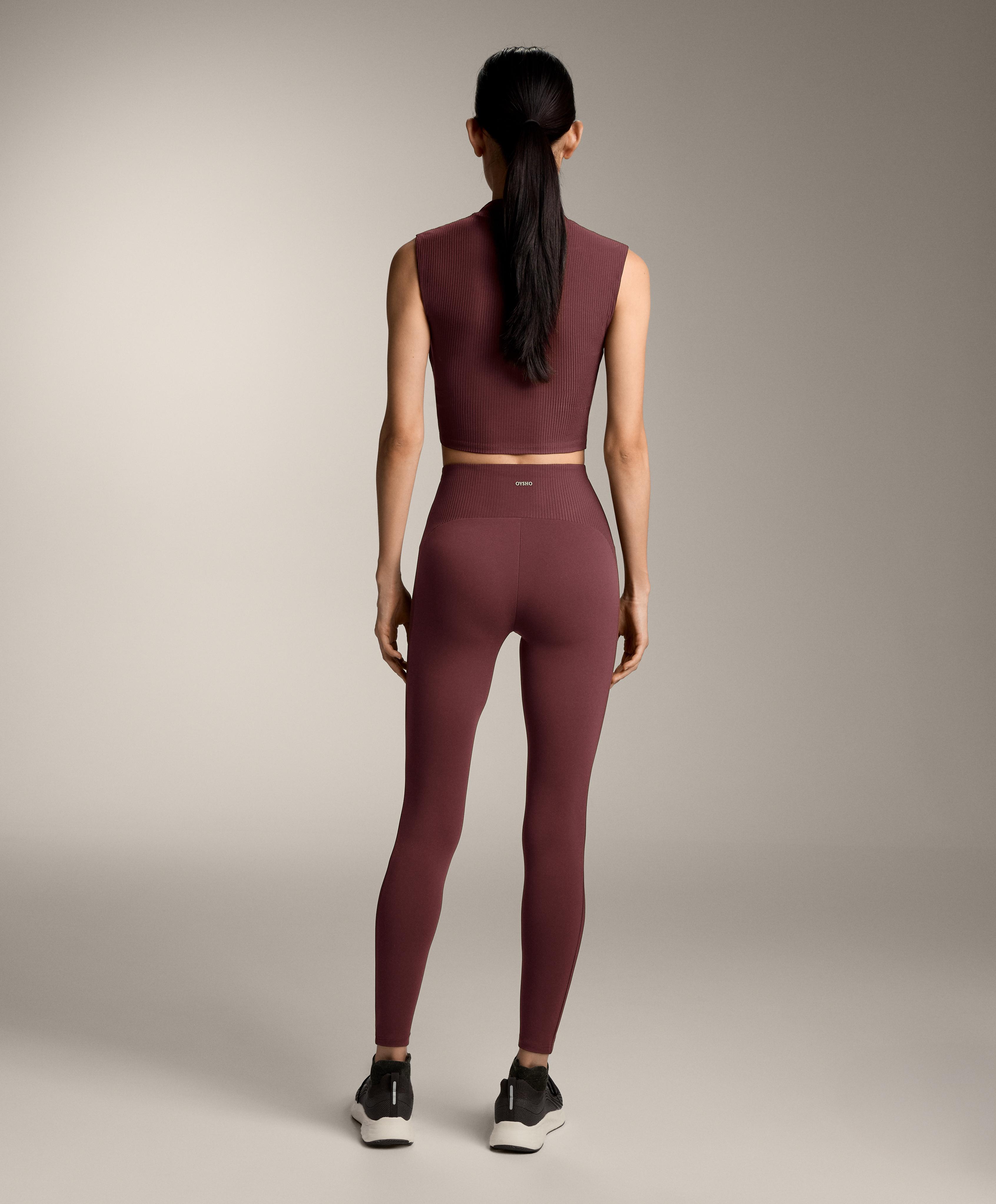 Comfortlux high-rise ankle-length rib leggings — MAROON