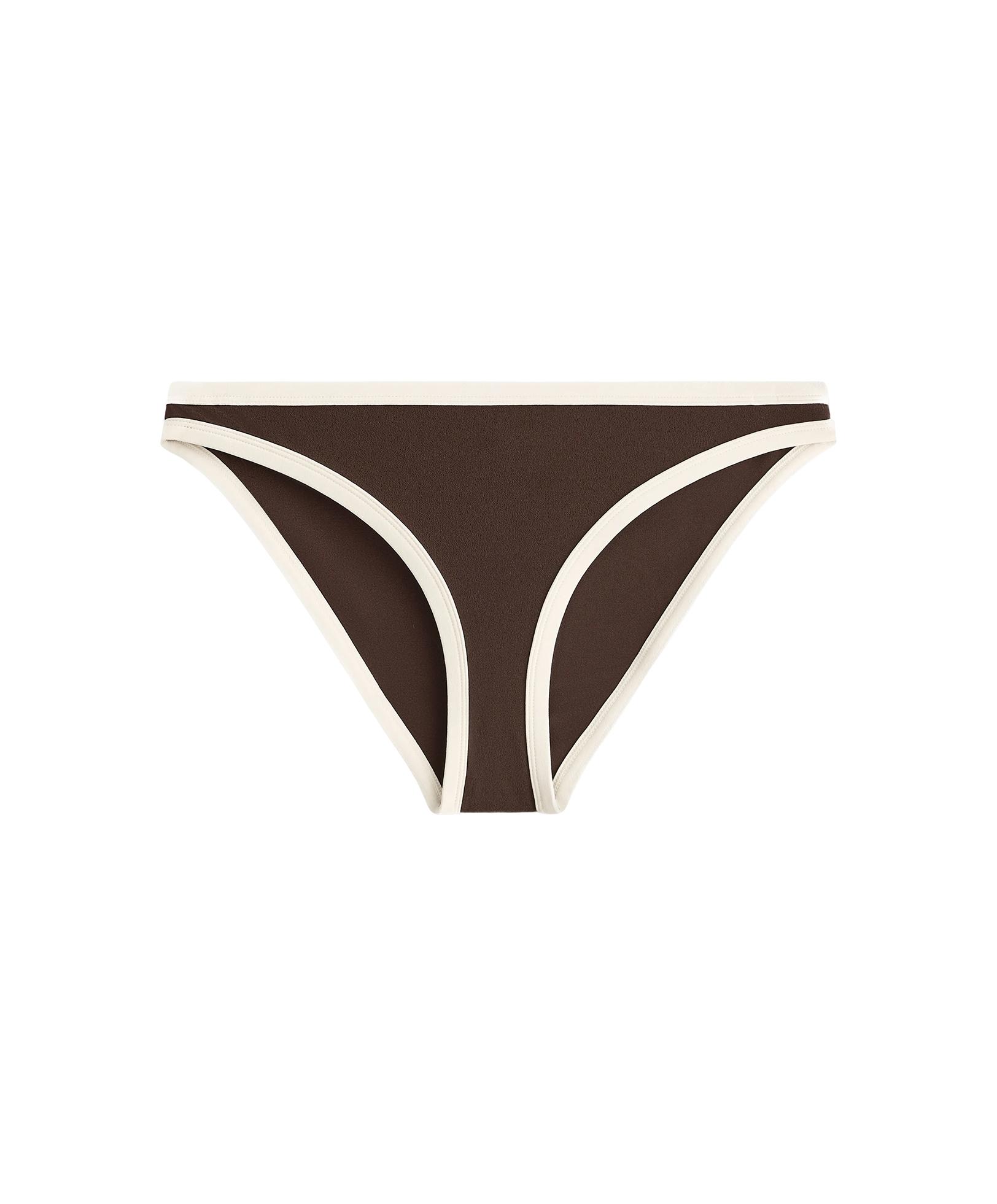 Contrast trim classic bikini briefs — DARK BROWN