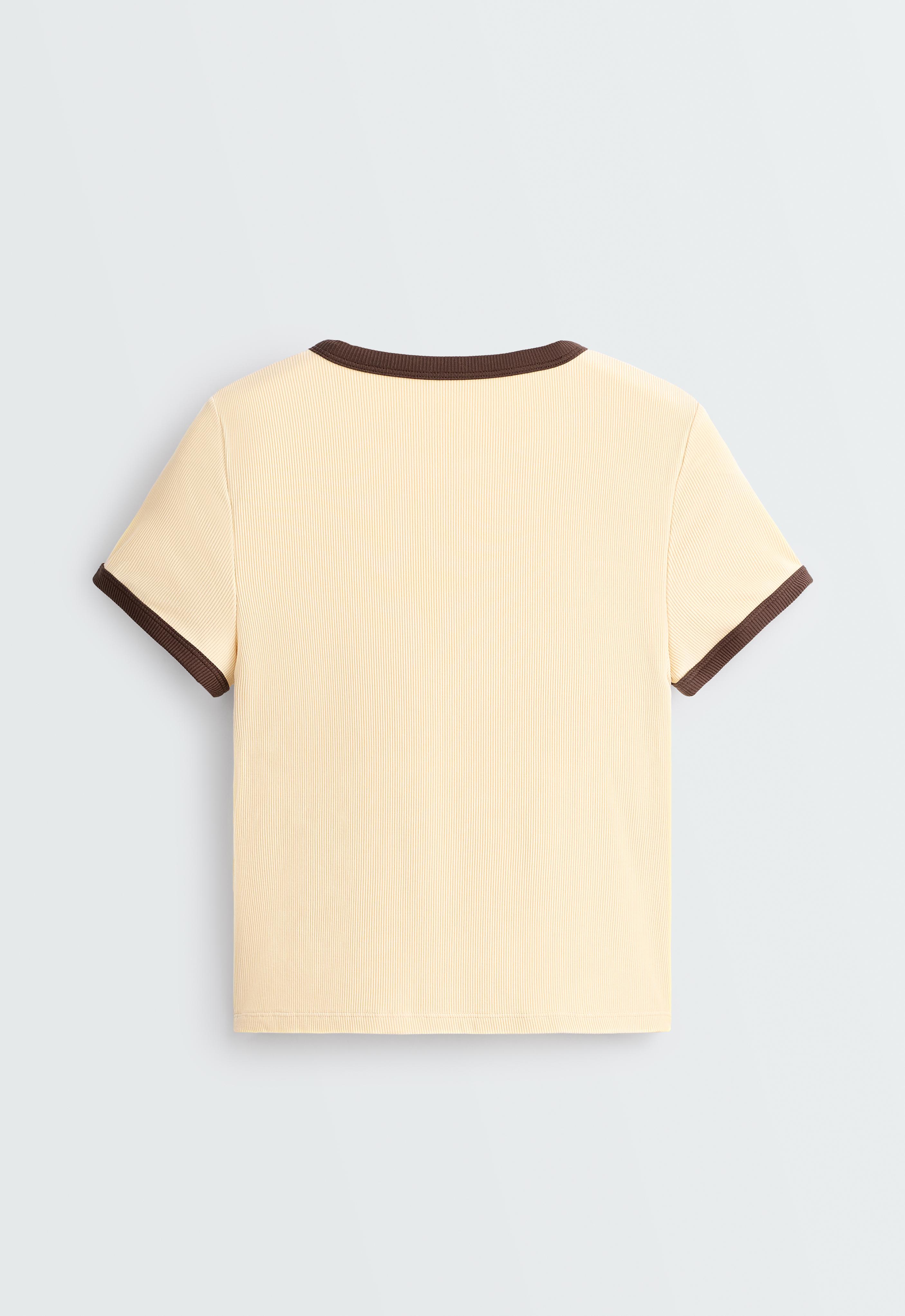 Contrast rib modal blend short-sleeved tank top — BUTTER YELLOW