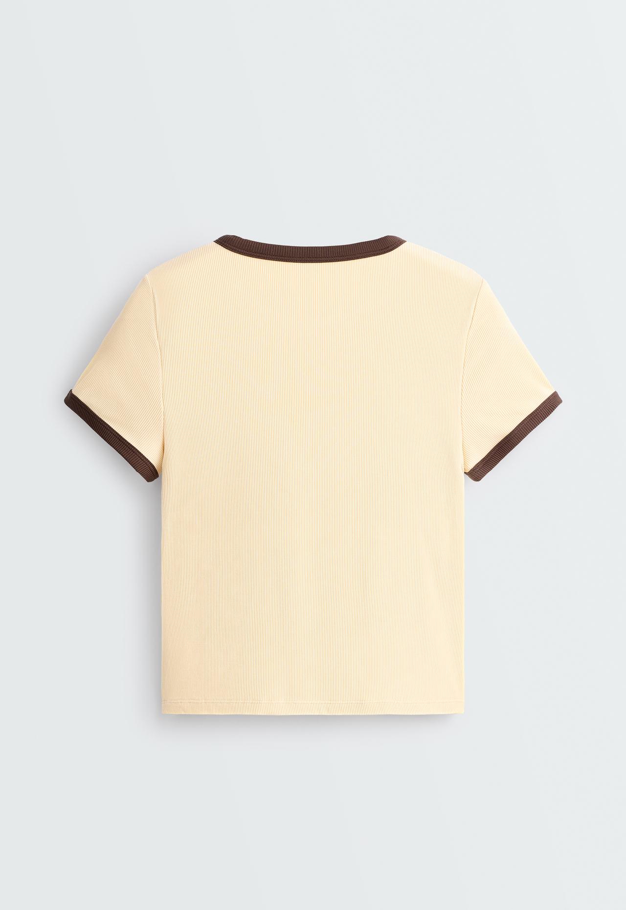 Short-sleeve modal blend rib contrast tank top — BUTTER YELLOW