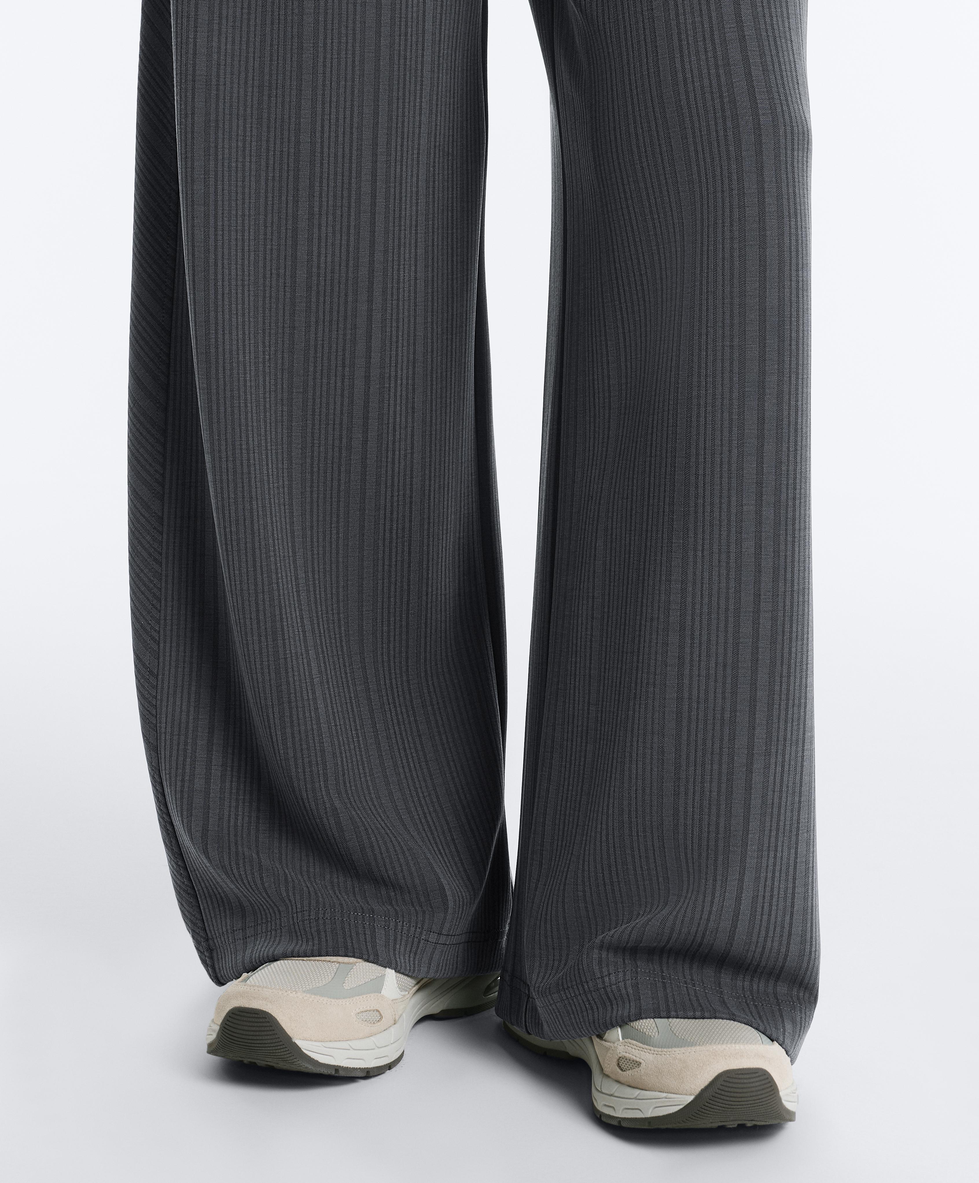 Asymmetric stripe trousers with modal — ASPHALT