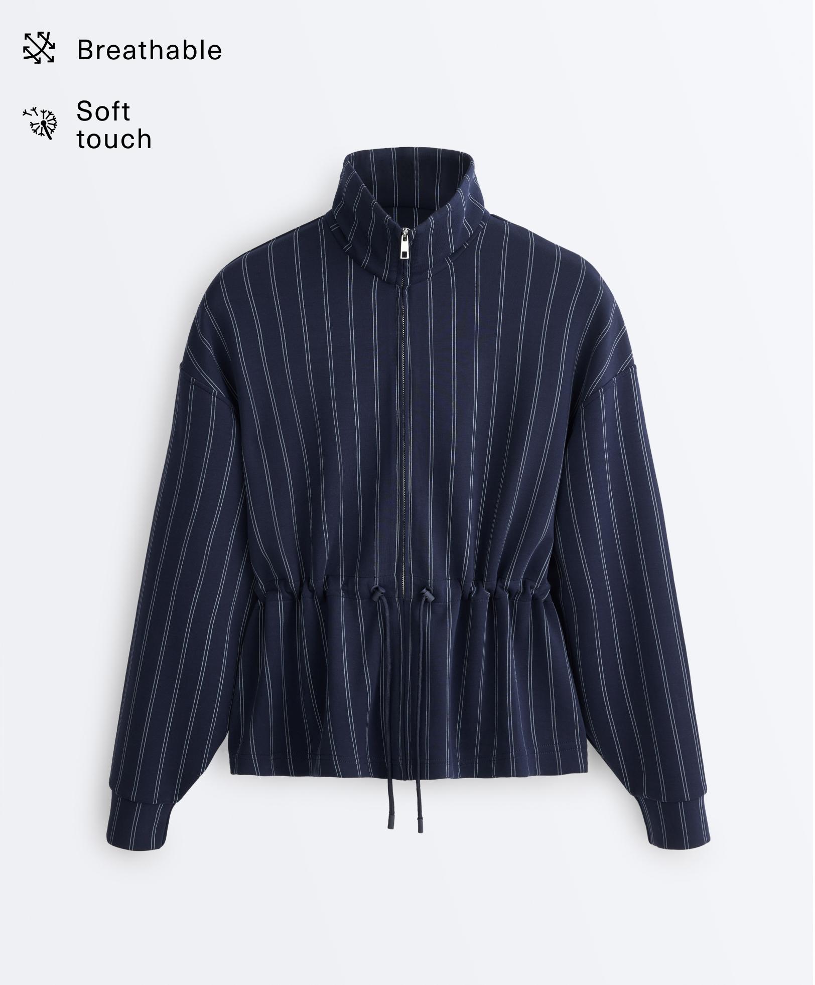 Soft-touch modal jacket with adjustable waist and high collar Soft-touch modal jacket with adjustable waist and high collar