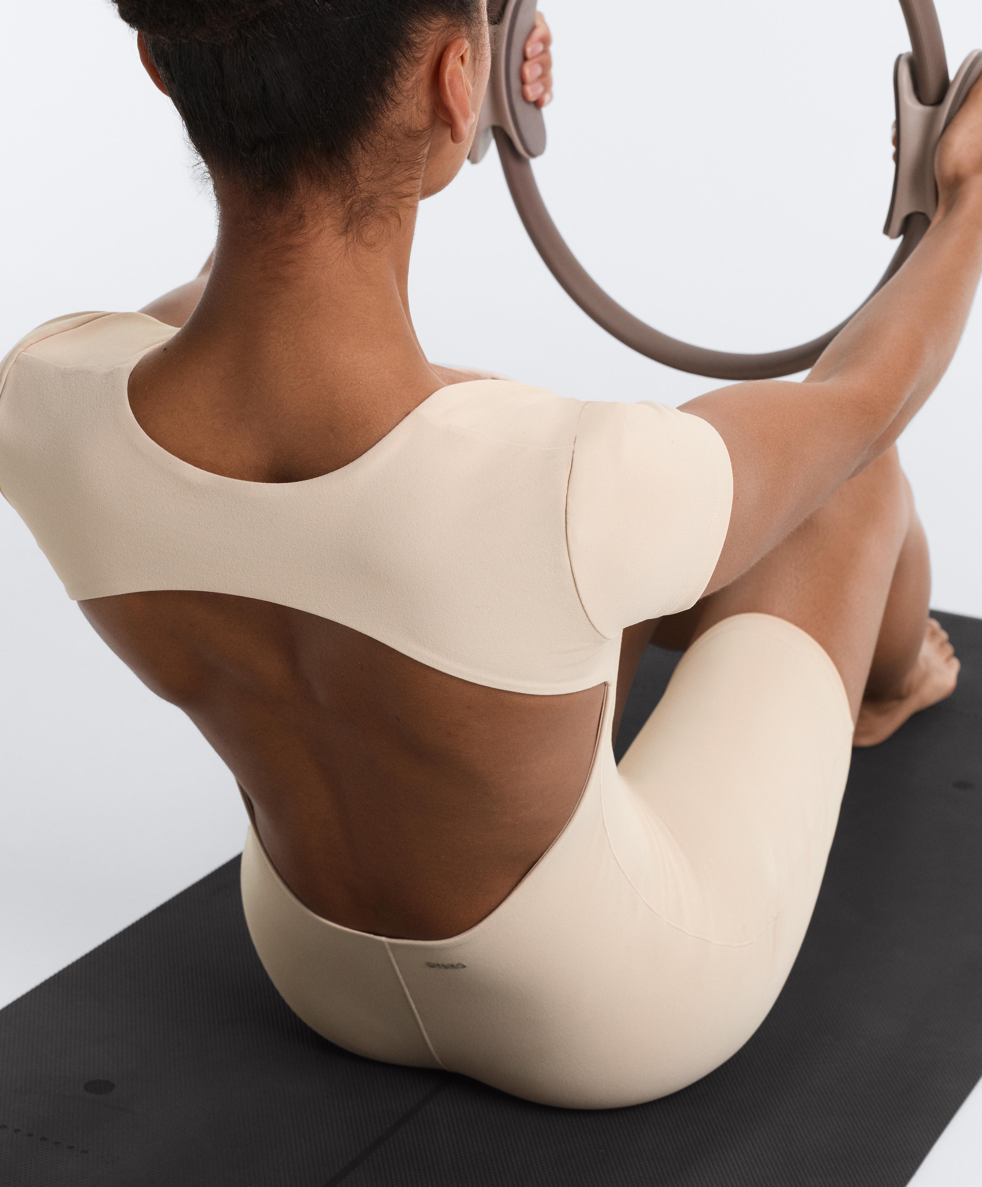 Evermove square neck short jumpsuit — PALE MINK