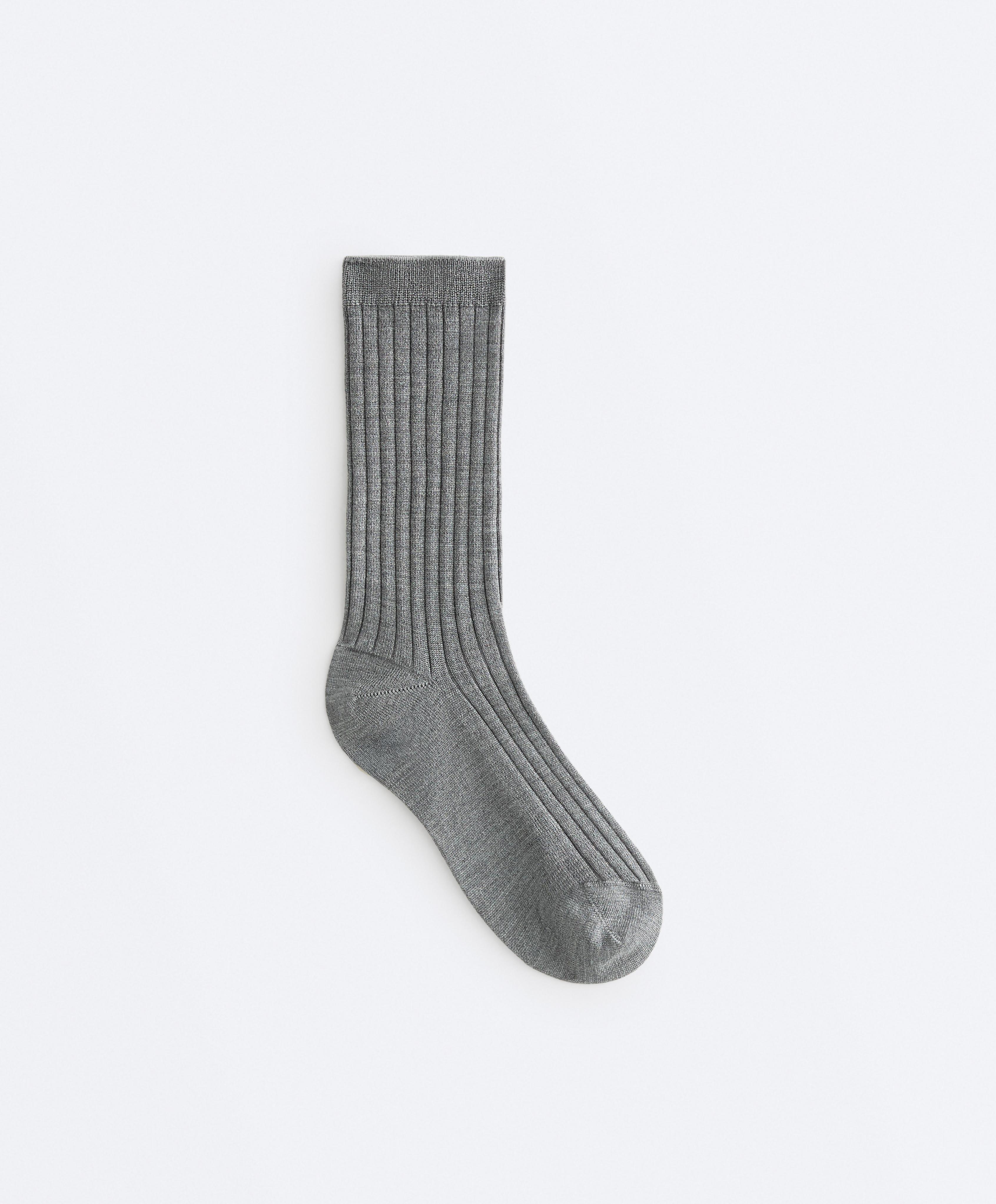 Classic Rib silk blend sock — MOTTLED GREY MELANGE