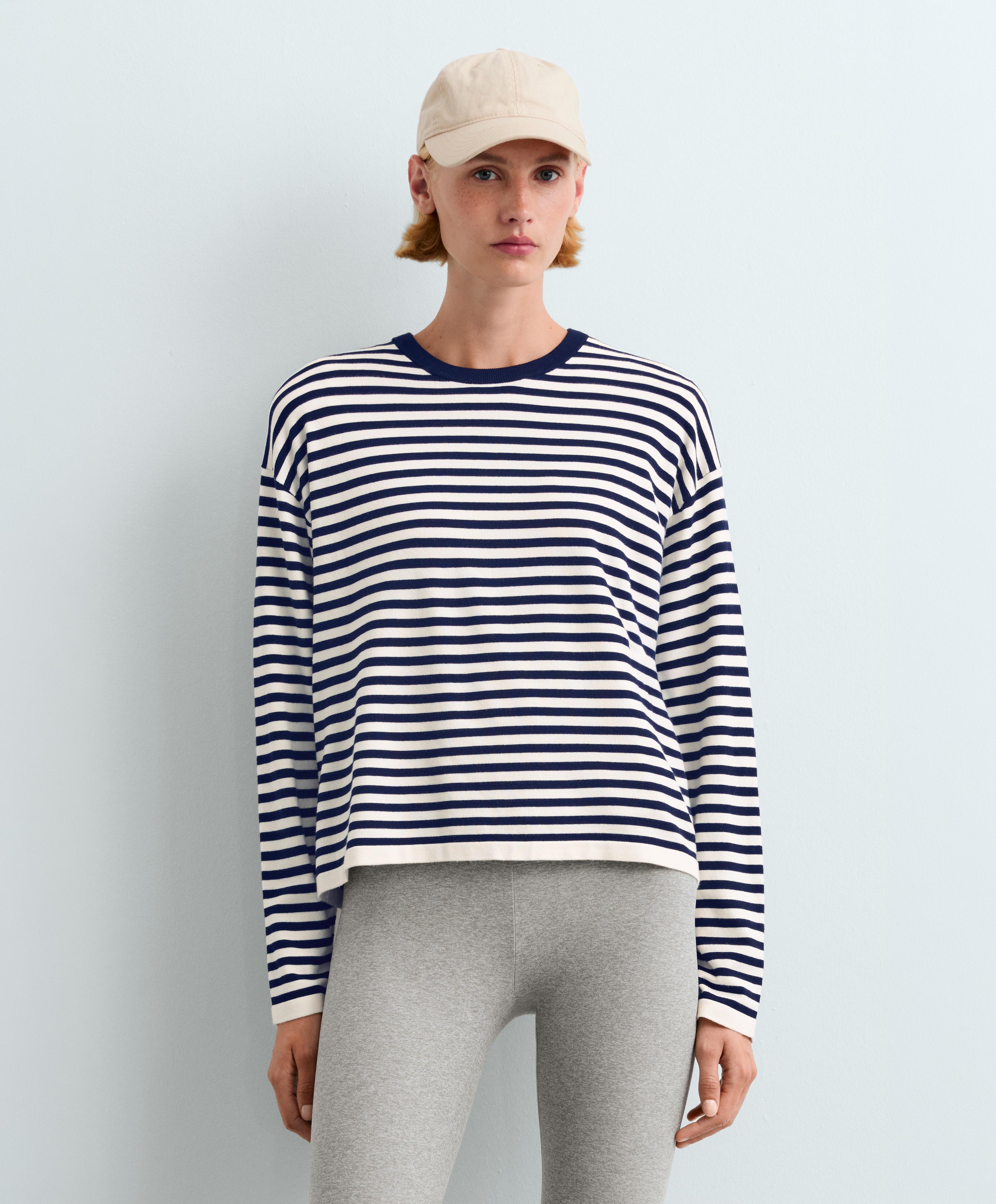 Fine knit striped jumper — PALE ECRU
