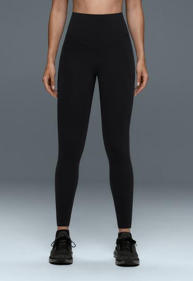 Ankle-length High rise Compressive leggings with Pocket — BLACK 3