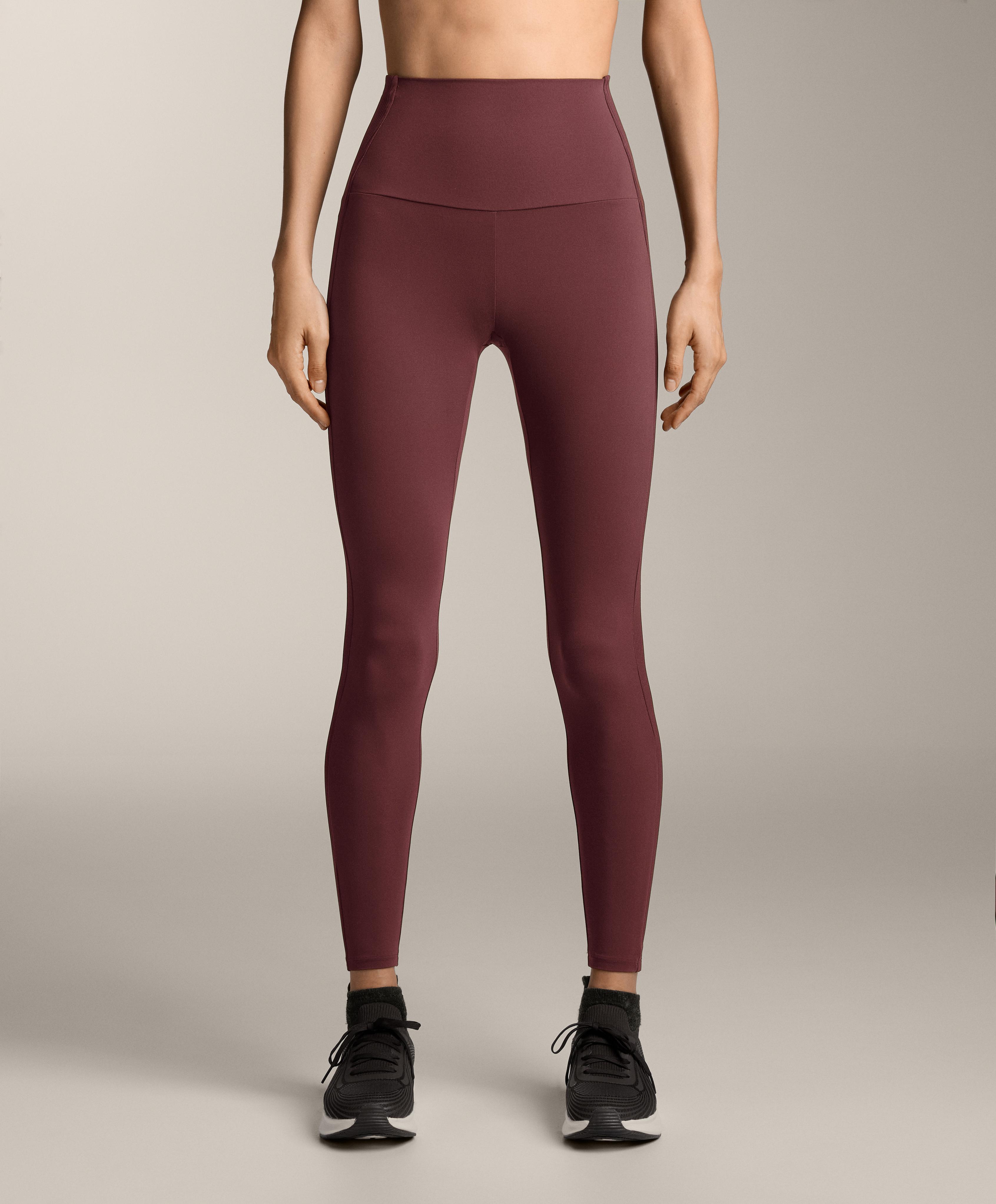 Comfortlux high-rise ankle-length rib leggings — MAROON