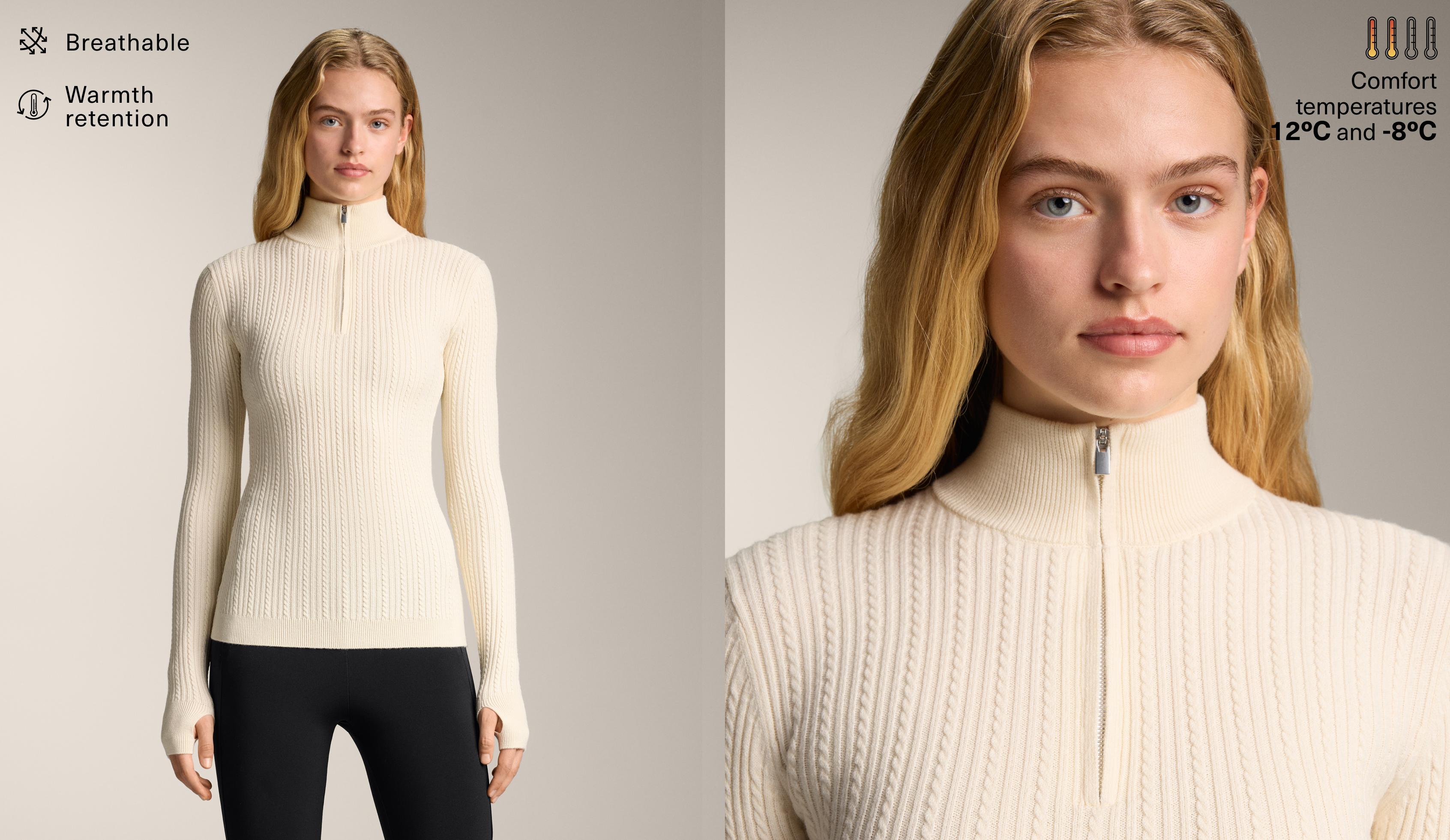 חולצה תרמית שכבת בסיס כבלים חצי רוכסן חולצה תרמית שכבת בסיס כבלים חצי רוכסן