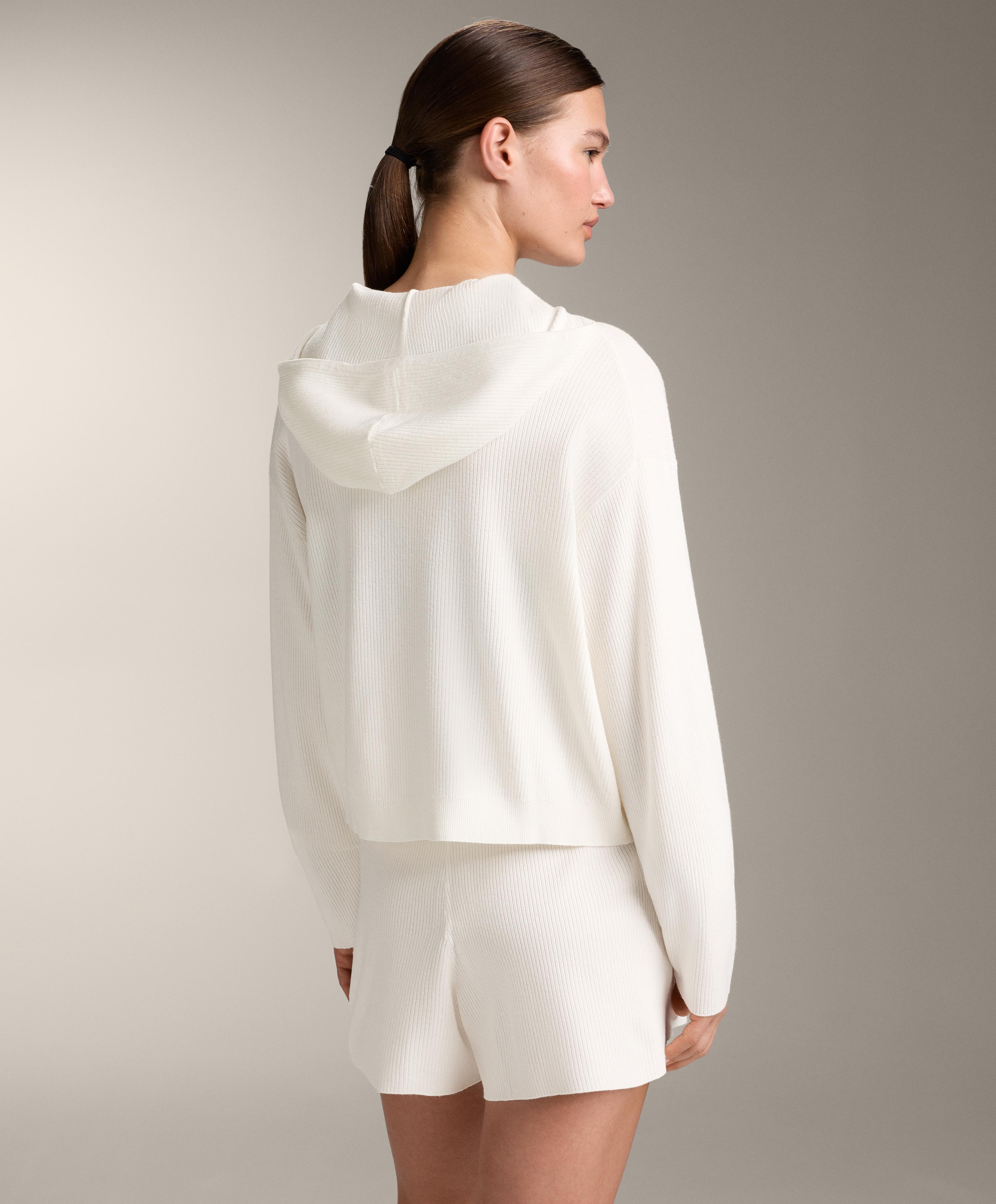 Washed knit hooded jacket — WHITE 