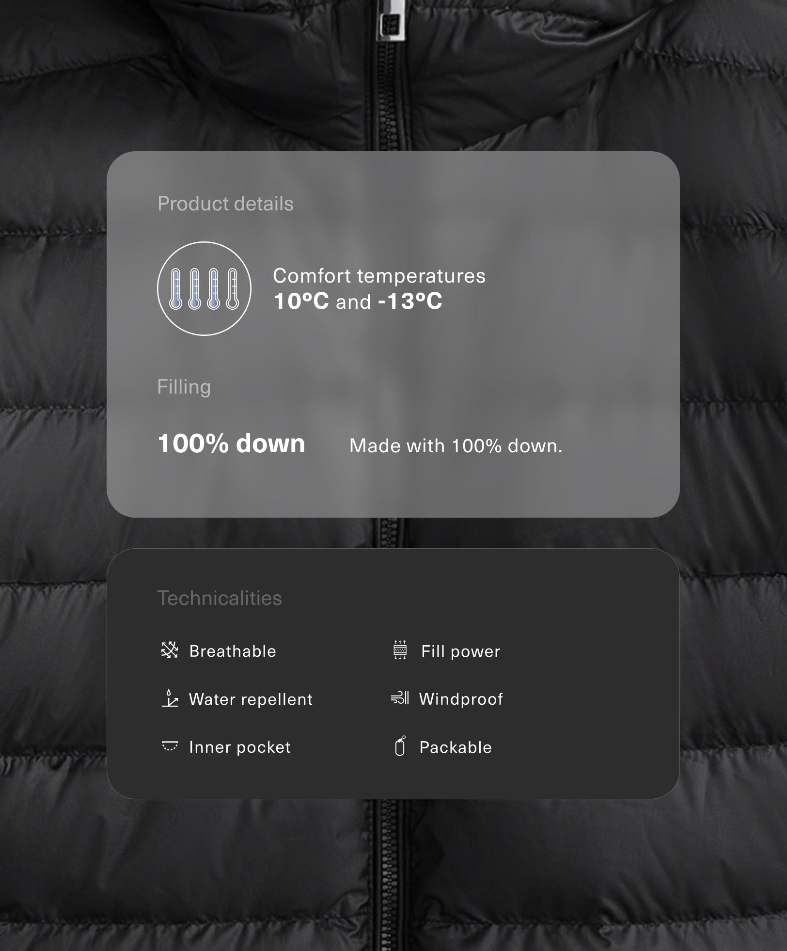 Supakuojama trumpa pūkinė striukė, 100 % pūkų užpildas - Išpardavimas
