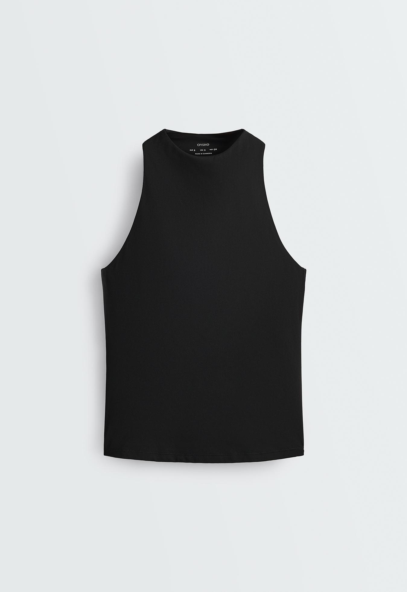 Long Comfortlux halter tank top — BLACK