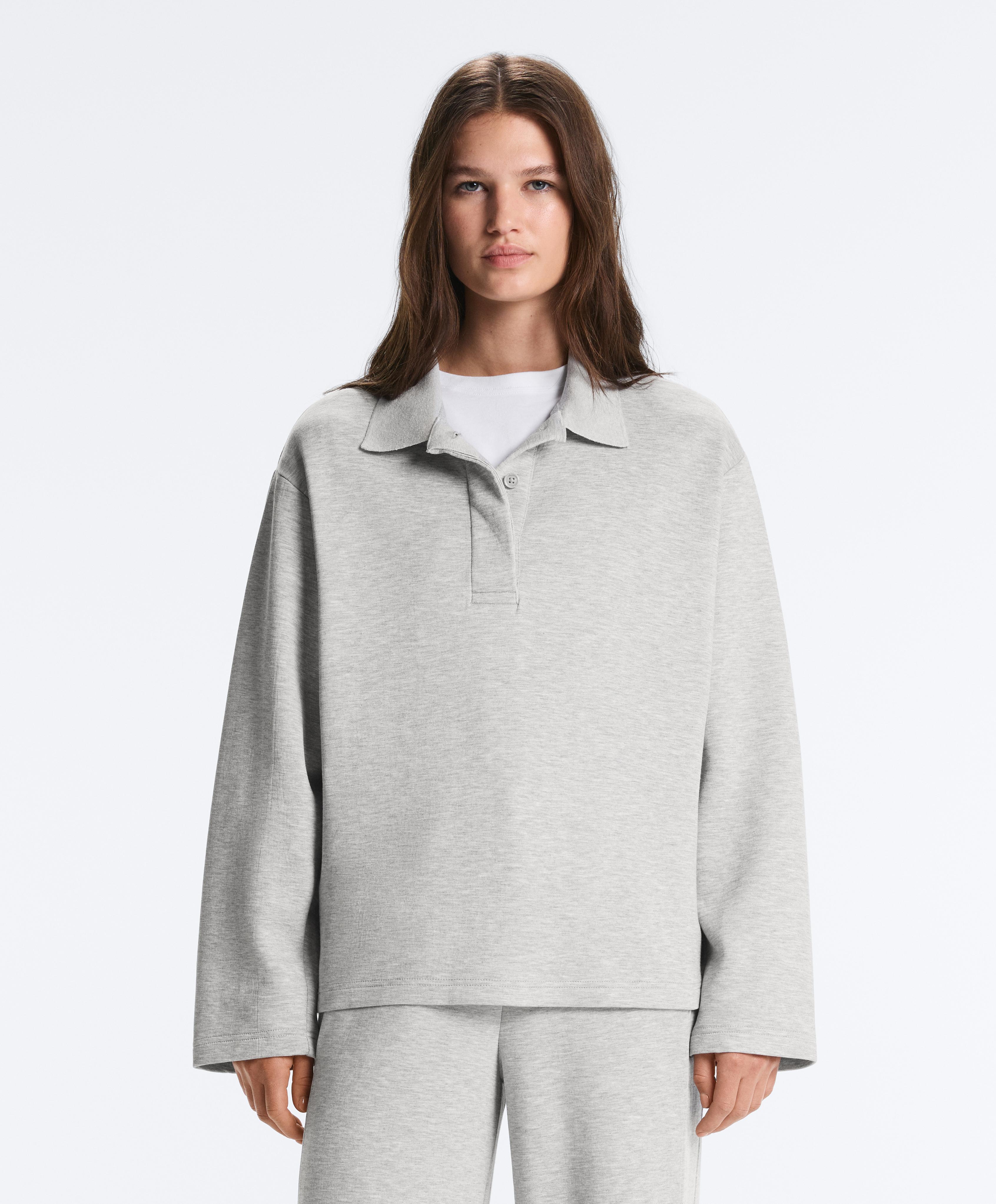 Mélange piqué polo shirt — GREY MELANGE