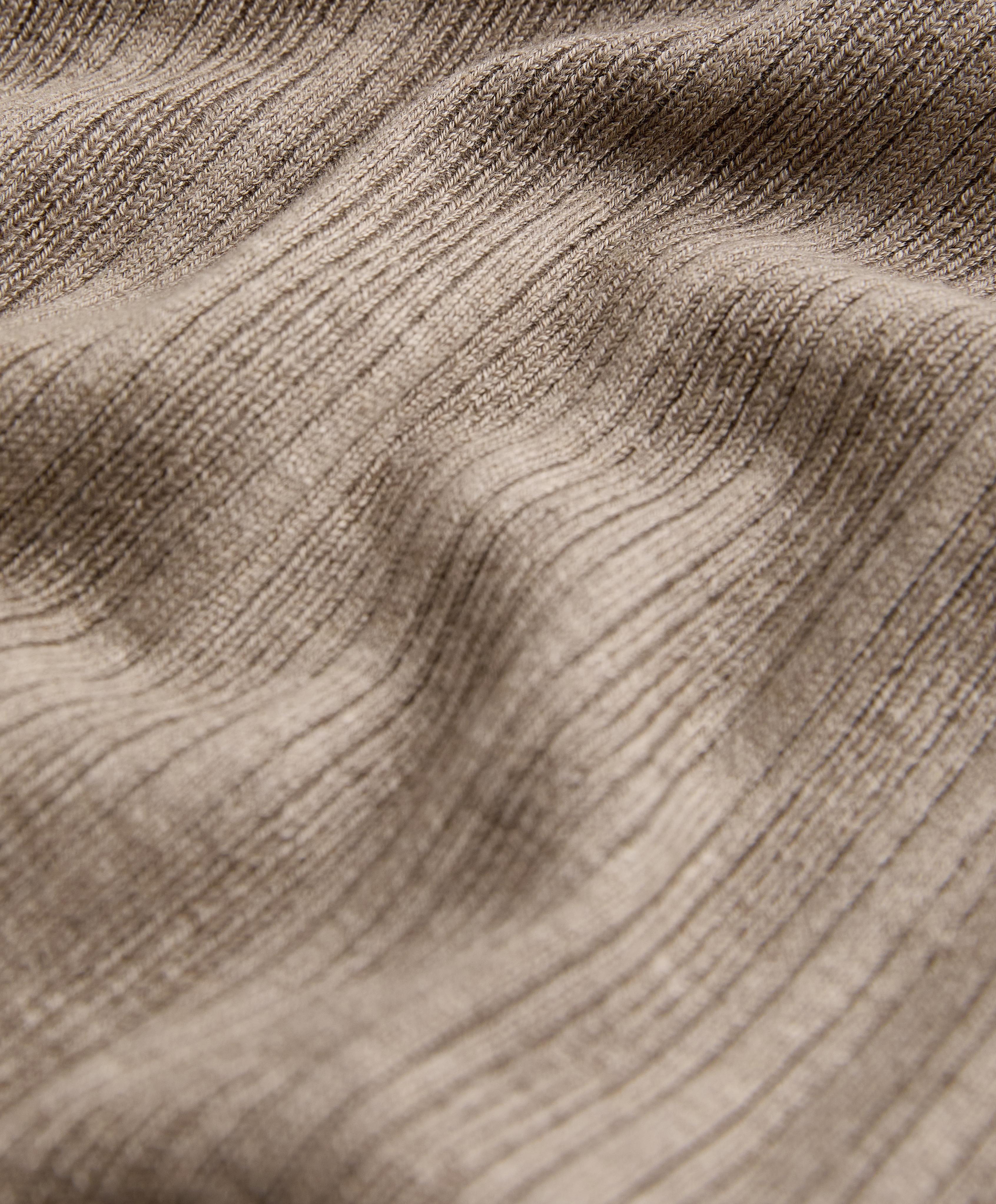 Long rib knit jacket with side tie fastening — DARK TAUPE