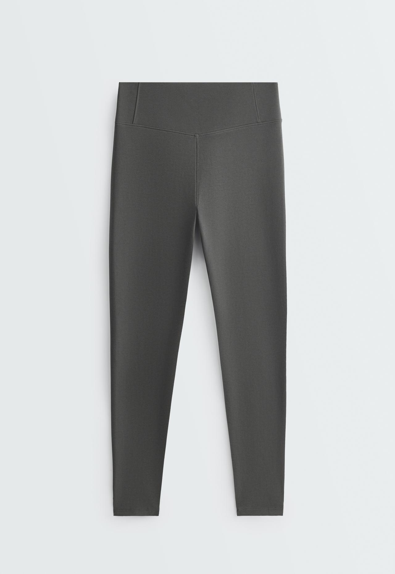 Ankle-length High rise leggings in a cotton blend — ANTHRACITE GREY