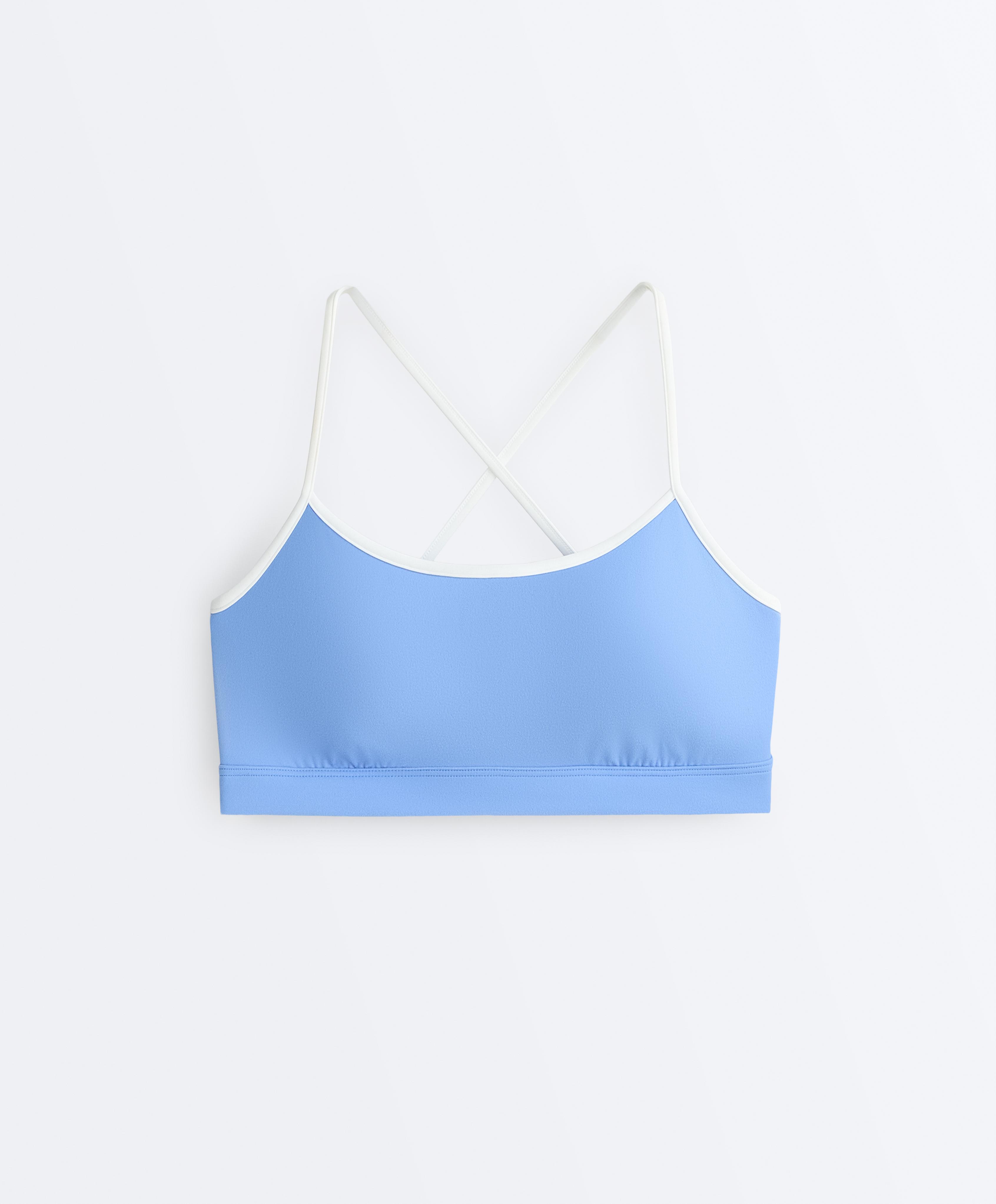 Low-support Comfortlux sports bra with piping — PALE LAVENDER BLUE