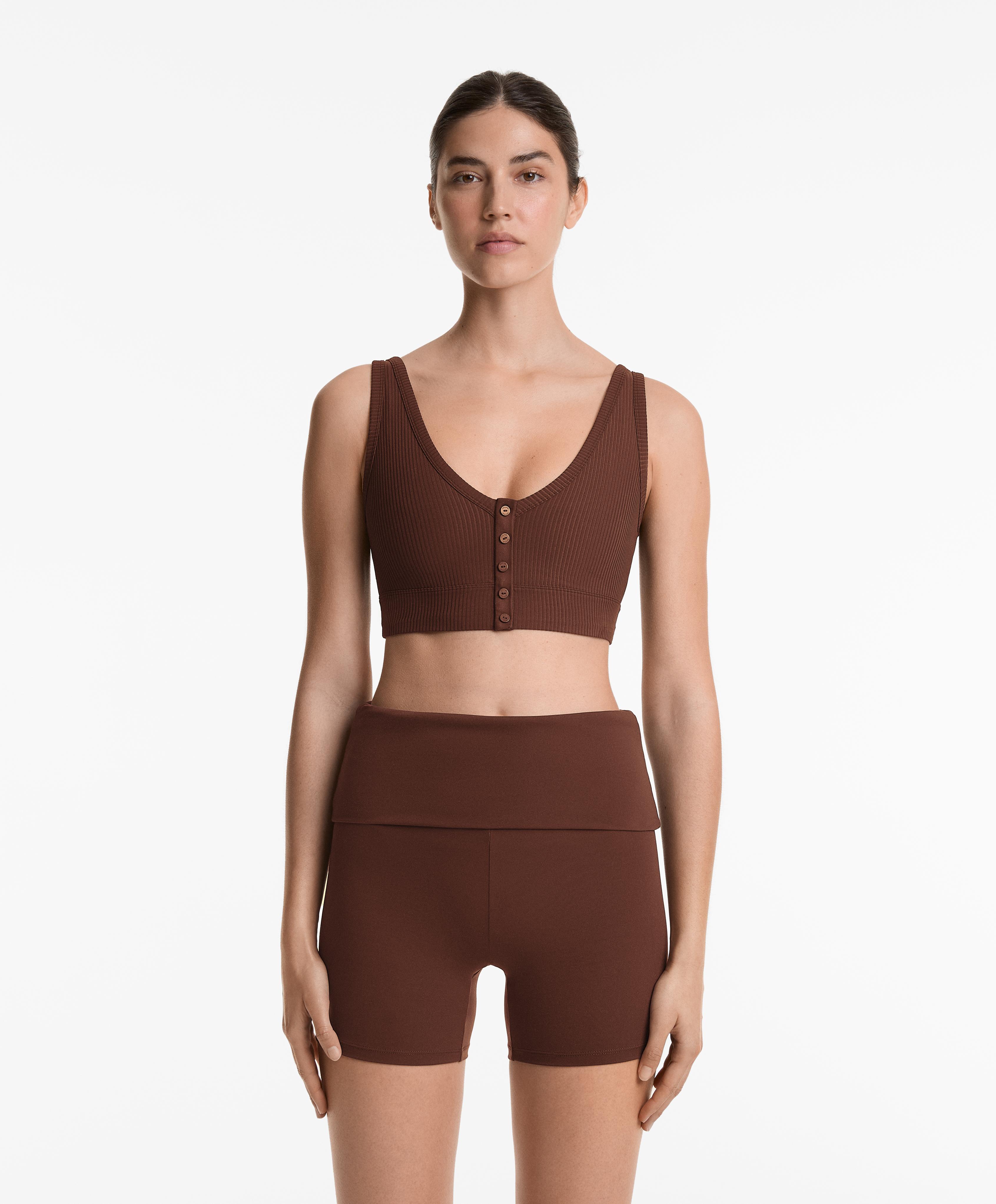 Rib Comfortlux open back Henley top